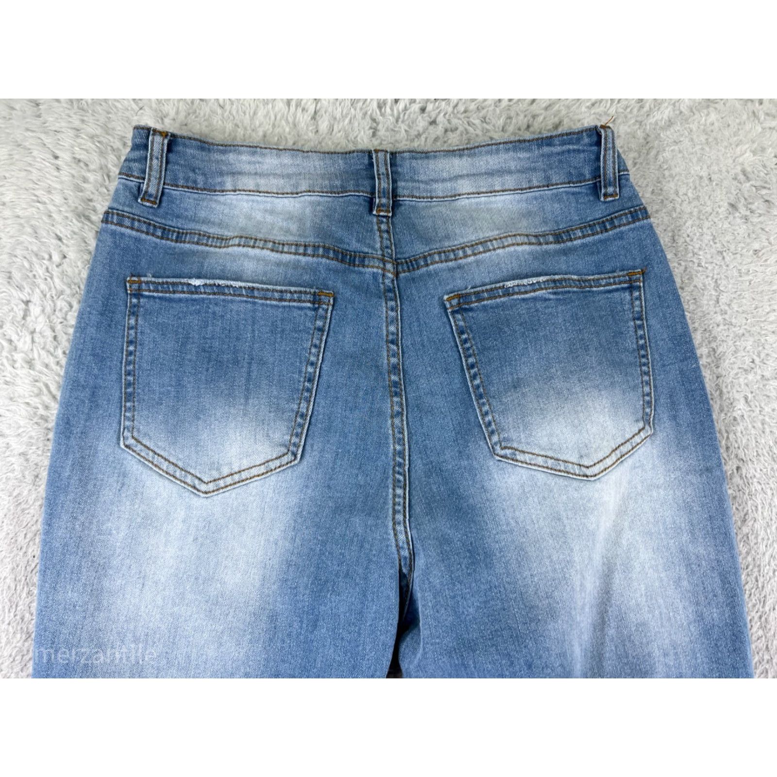 Old Navy Old Navy Flared Jeans Womens Large Blue Denim Distressed Light Wash 100% Cotton Size 36" / US 14 / IT 50 - 3 Thumbnail