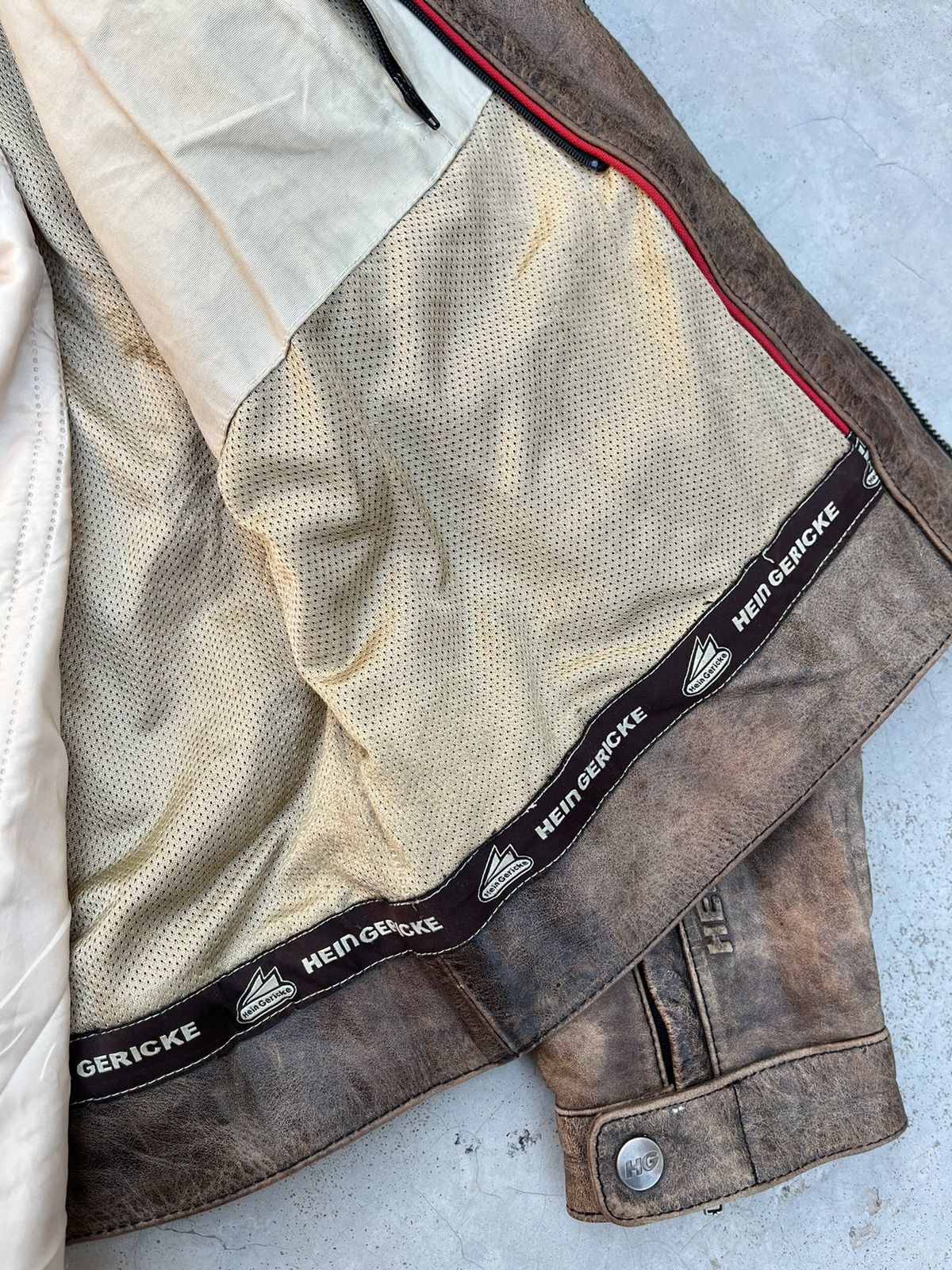 Hein Gericke RARE 🔥VINTAGE 9OS HEIN GERICKE WASHED LEATHER BIKER JACKET Size US L / EU 52-54 / 3 - 10 Thumbnail