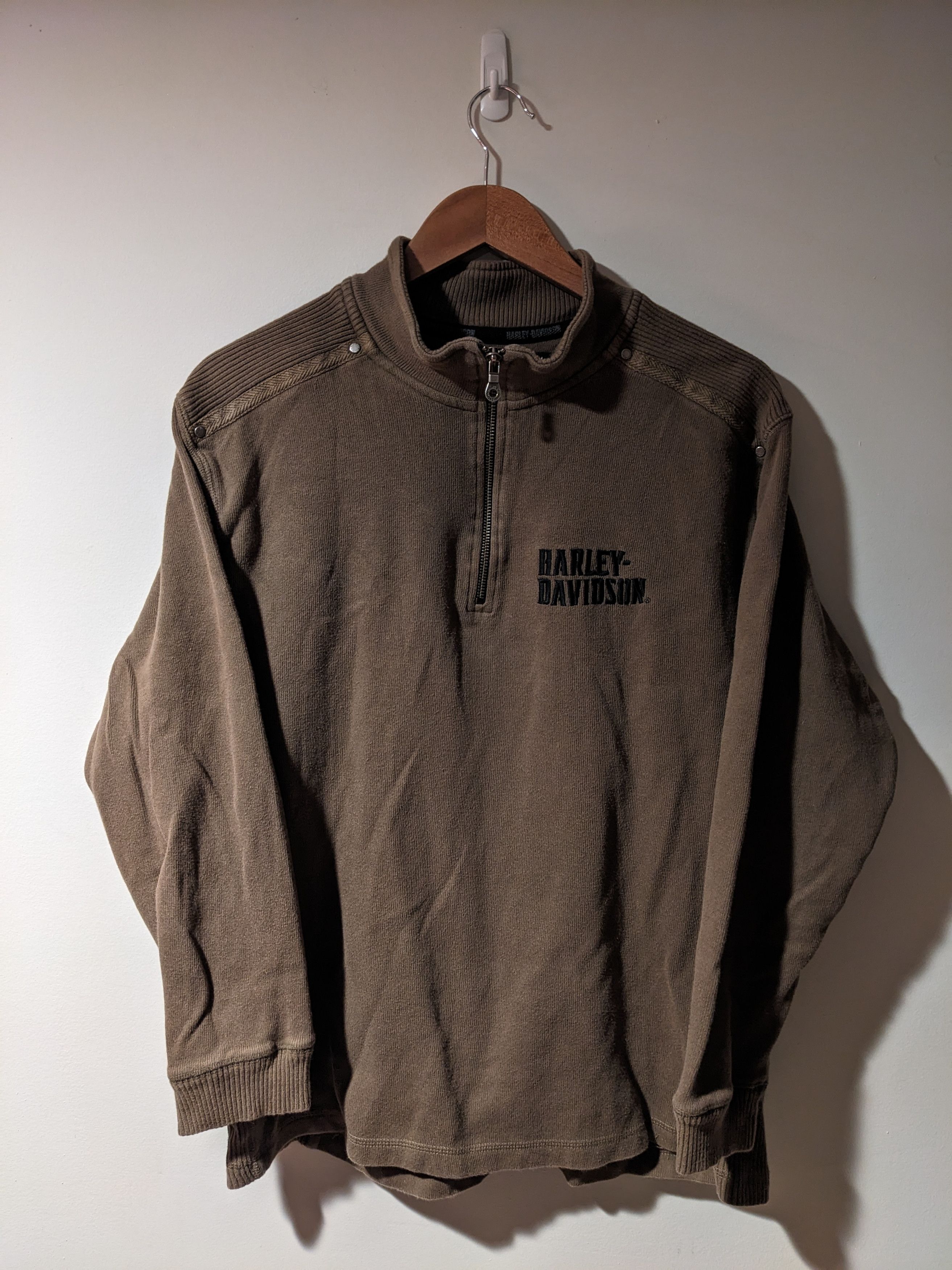 Harley Davidson × Vintage Vintage Y2K Harley Davidson Motorcycle 1/4 Zip Sweater Size US M / EU 48-50 / 2 - 1 Thumbnail