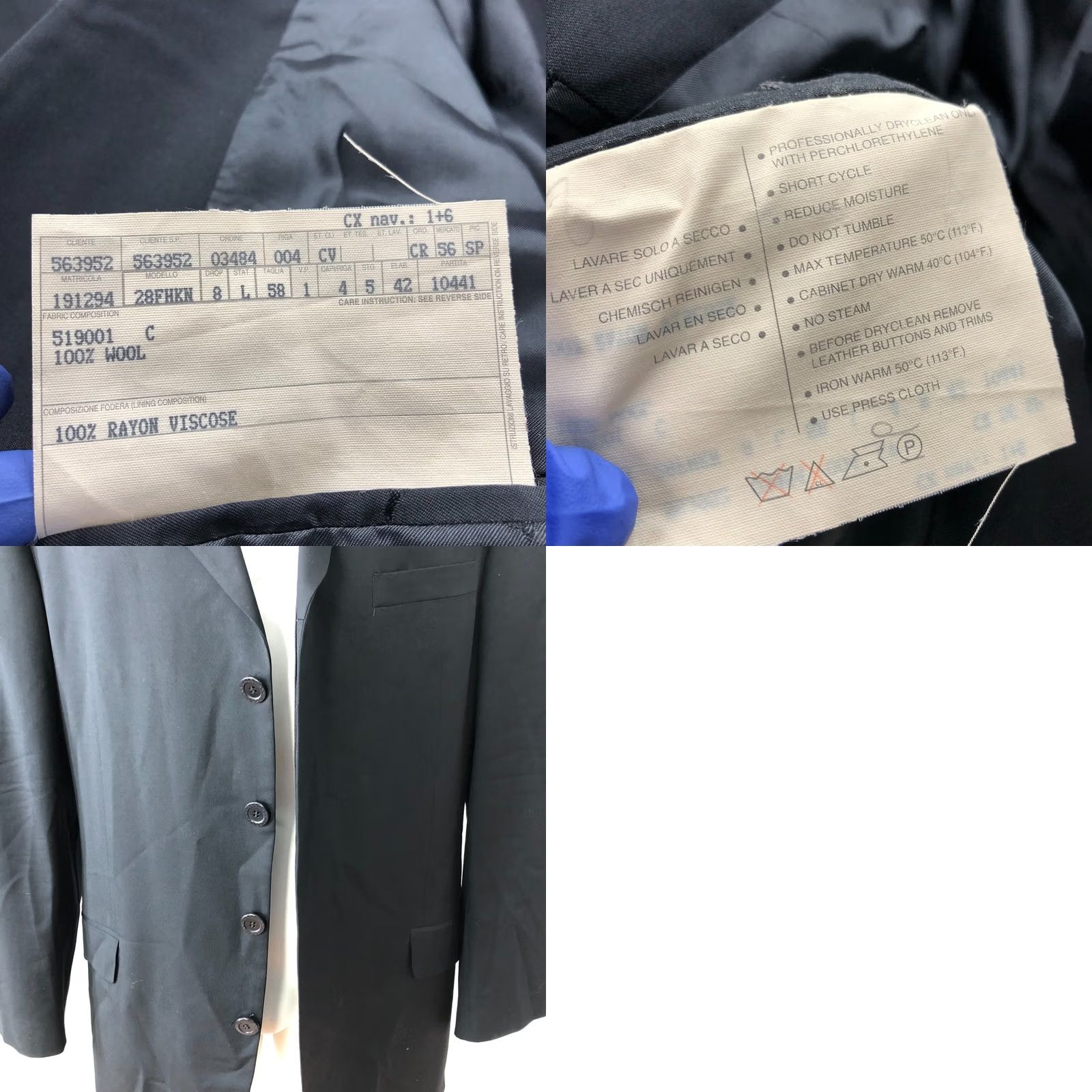 Versace Versace Blazer Four-Button 4Button Wool Black Men Regular US 48 Jacket Sport Coat Size 48R - 10 Thumbnail