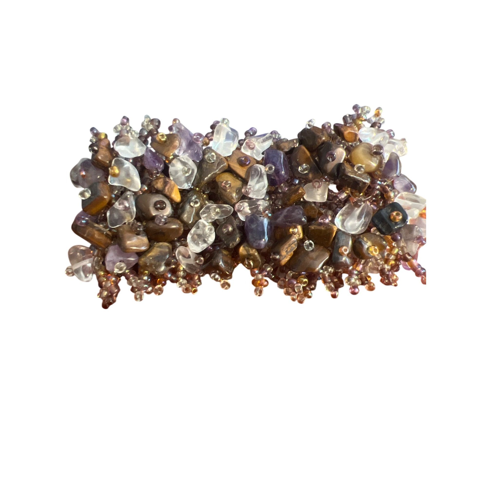 Other Bohemian Seed Bead Bracelet Amethyst Tigers Eye Quartz Doubl Size ONE SIZE - 1 Thumbnail