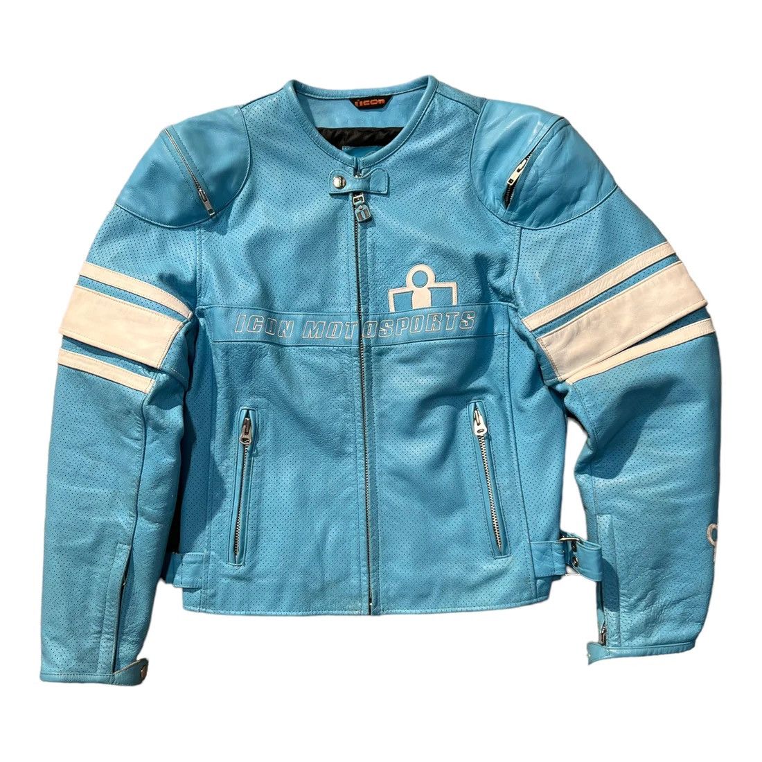 image of Icon Moto Jacket Light Blue 90's Vintage, Men's (Size Large)