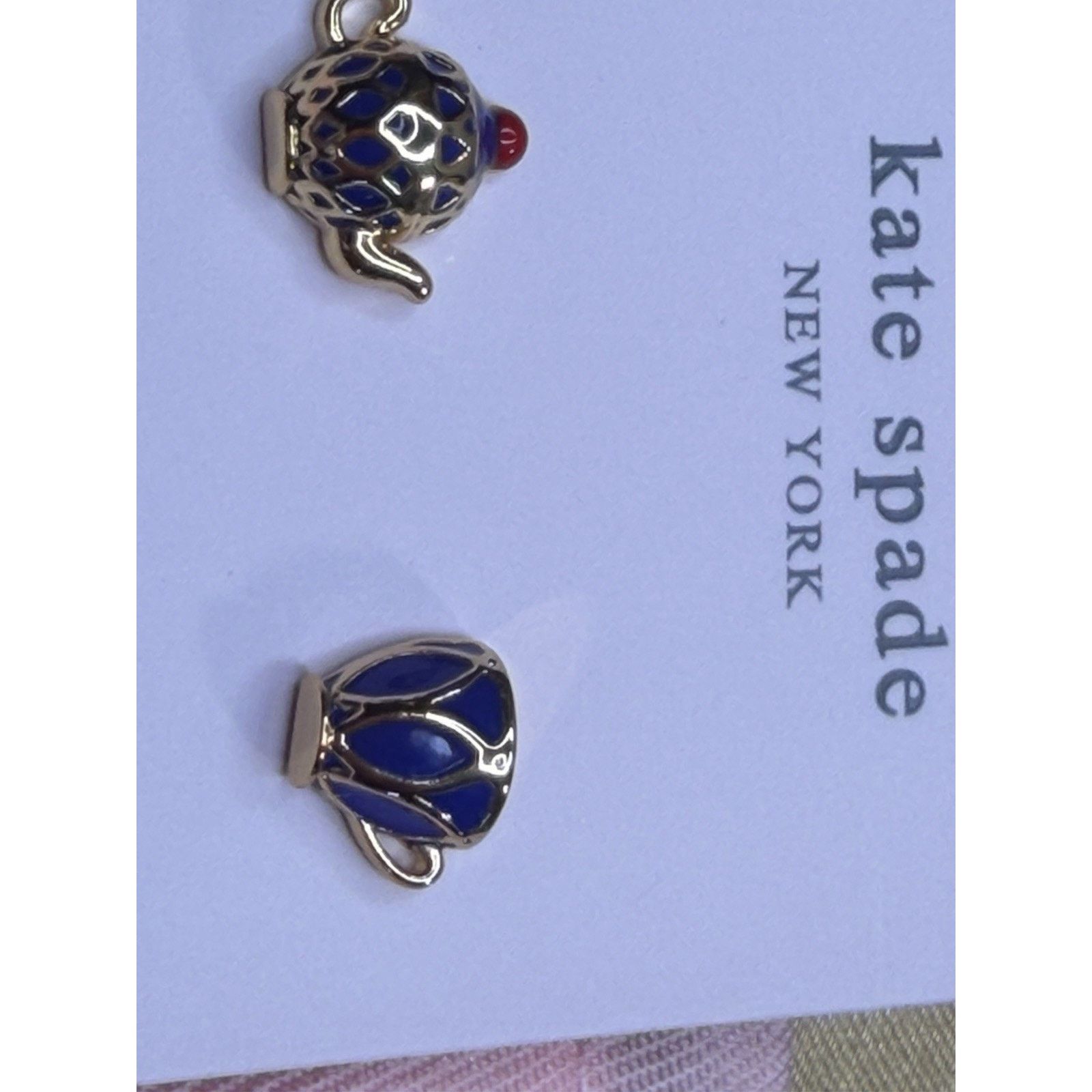 Kate Spade Kate SpadeTea Time Necklace Earrings Teacup Teapot Blue Gold Size ONE SIZE - 15 Thumbnail