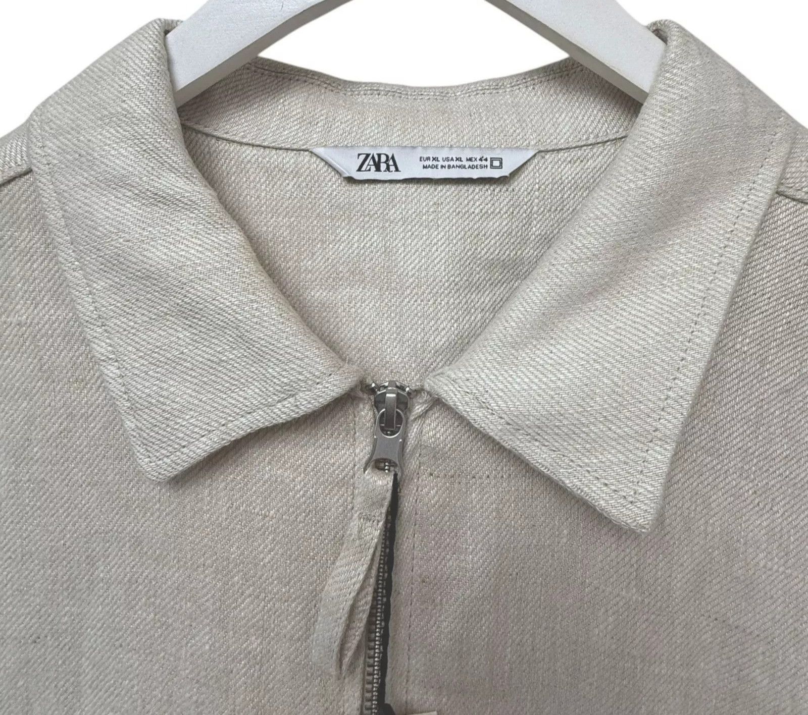 Zara Zara 100% Linen Zip Bomber Jacket Size US XL / EU 56 / 4 - 12 Thumbnail