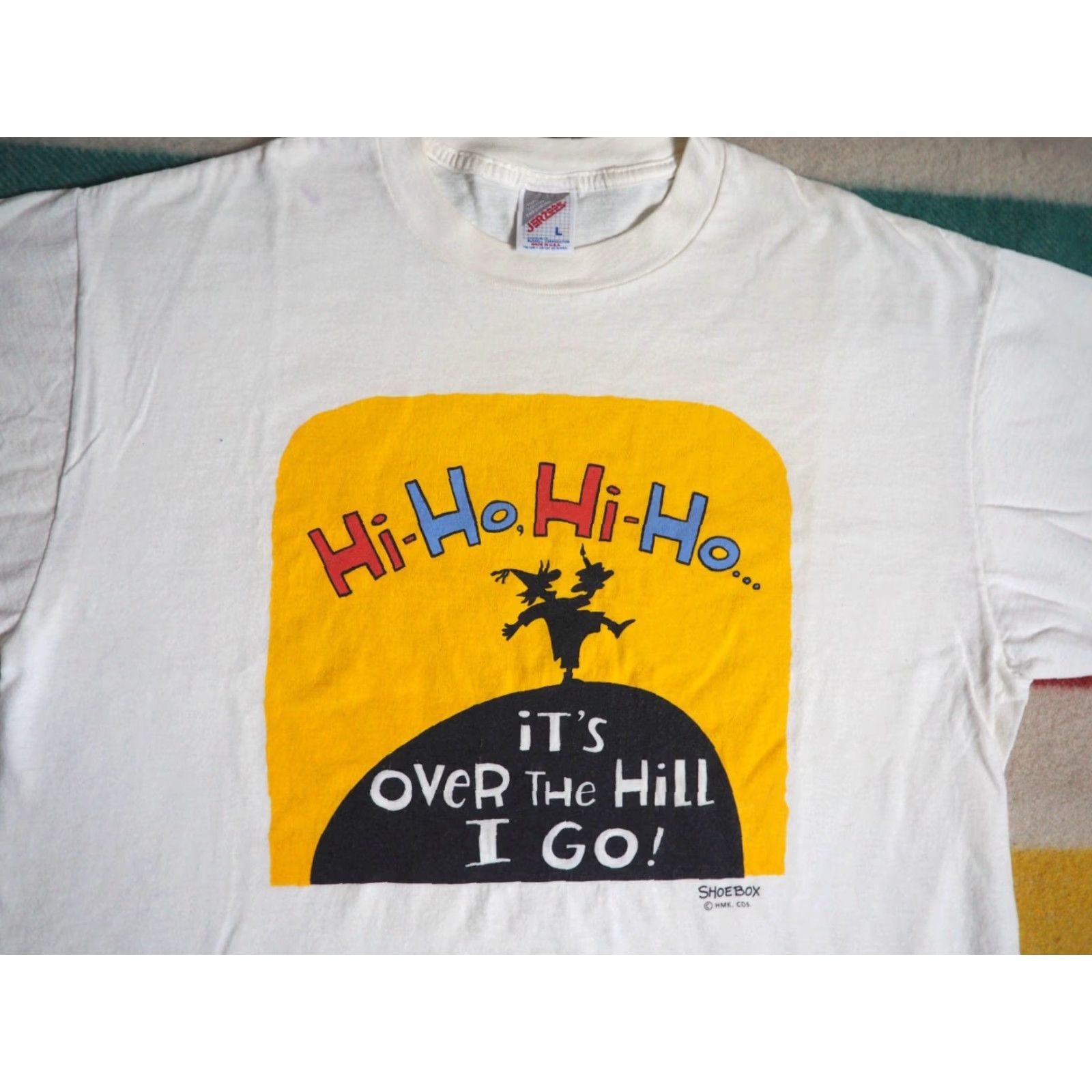 Jerzees VTG 90s Jerzees Shoebox Dad Aging Humor Joke Art USA White Tee T-Shirt Mens L Size US L / EU 52-54 / 3 - 3 Thumbnail