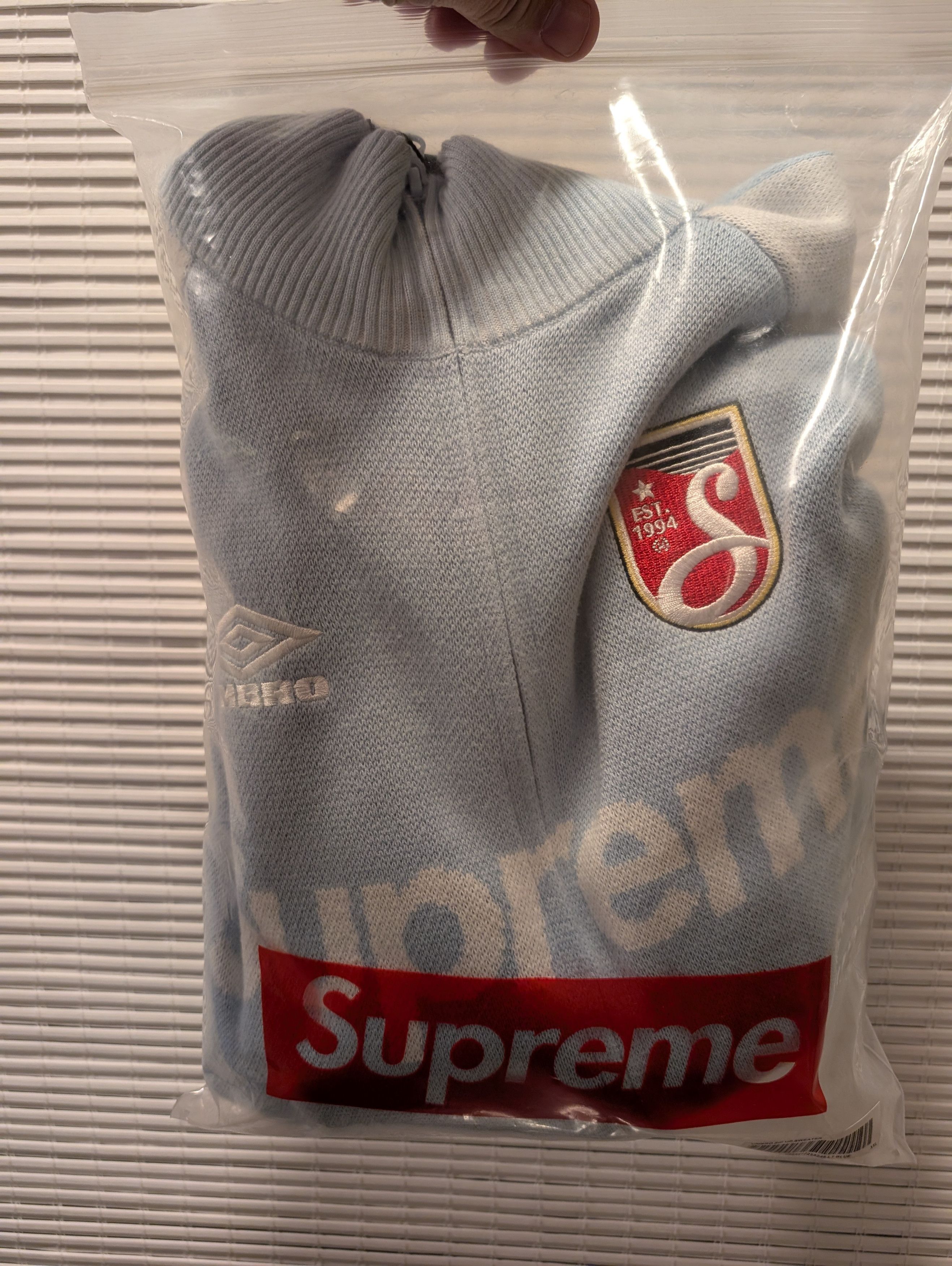 Supreme Supreme Umbro Zip Up Sweater - Light Blue - XXL - DS Size US XXL / EU 58 / 5 - 2 Thumbnail