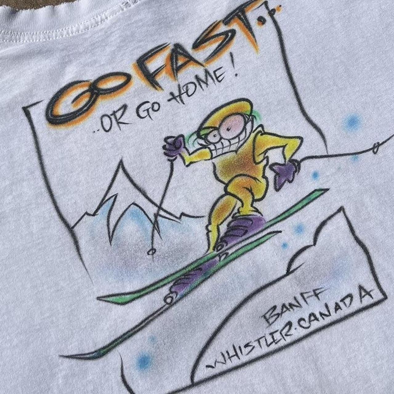 Gildan × Vintage Vintage Gildan Go Fast Whistler Canada Skiing Tshirt Size US L / EU 52-54 / 3 - 3 Thumbnail