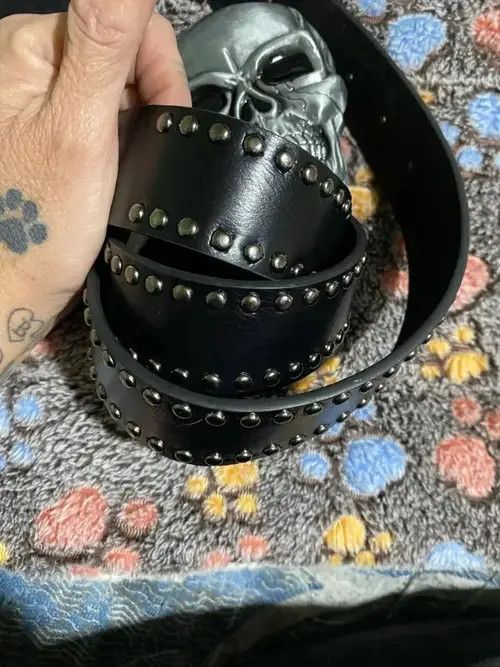 Leather Skull Buckle PU Leather Belt Size ONE SIZE - 2 Thumbnail
