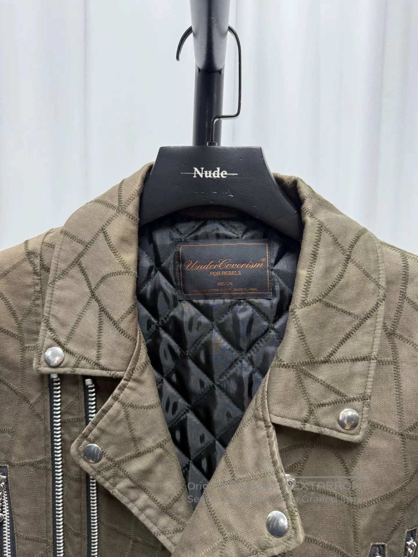 Comme des Garcons Homme Deux undercover quilted motorcycle jacket in olive. Size US M / EU 48-50 / 2 - 4 Thumbnail