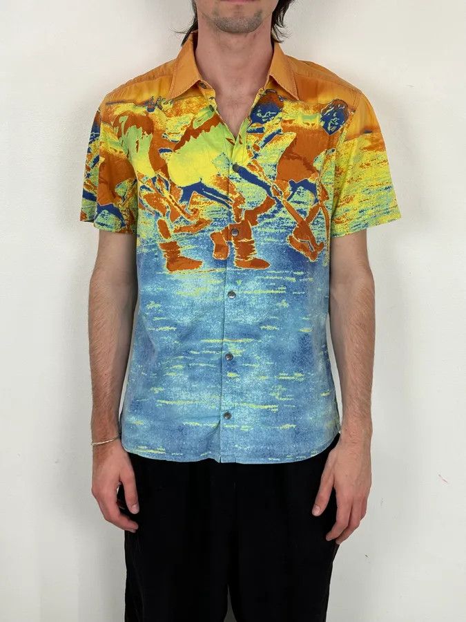 Prada 2000s Prada Multicolor Cotton Map Print Thermal Short Sleeves Shirt Size S / US 4 / IT 40 - 2 Thumbnail