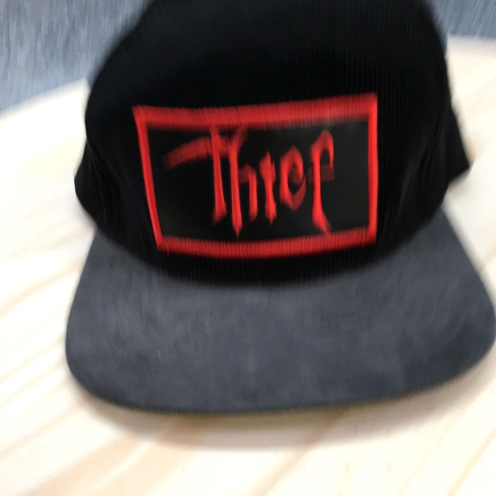 Vintage Pit Bull Thief Corduroy Snapback Cap Hat Mens OS Black Flat Brim Adjustable Size ONE SIZE - 2 Thumbnail
