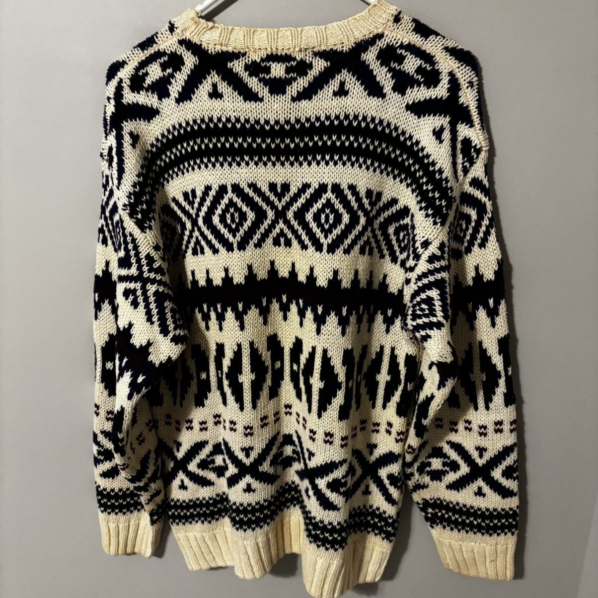 Vintage Woods & Grey Abstract Pattern Cream Sweater Size US M / EU 48-50 / 2 - 3 Thumbnail