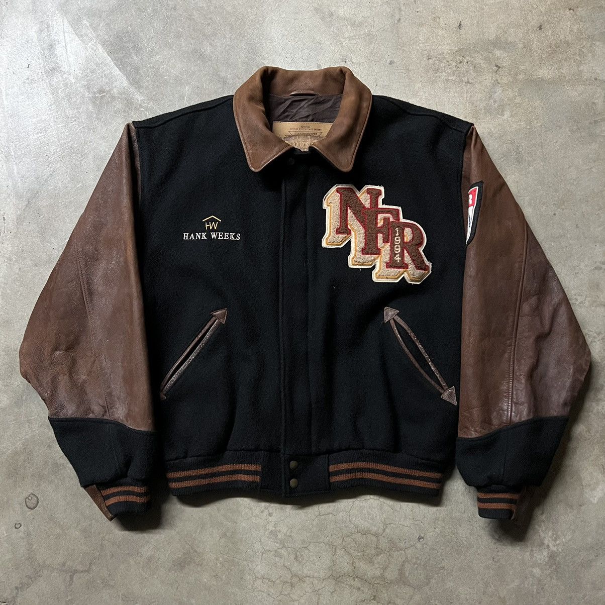 image of Made In USA x Varsity Jacket Vintage 1994 Nfr Rodeo Las Vegas Letterman Varsity Jacket in Black (Si