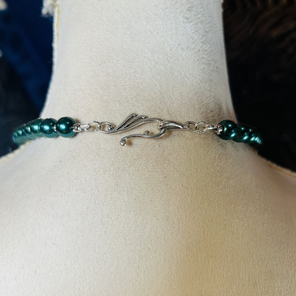 Handmade Handcrafted ruby in zoisite peacock blue Czech necklace Size ONE SIZE - 4 Thumbnail