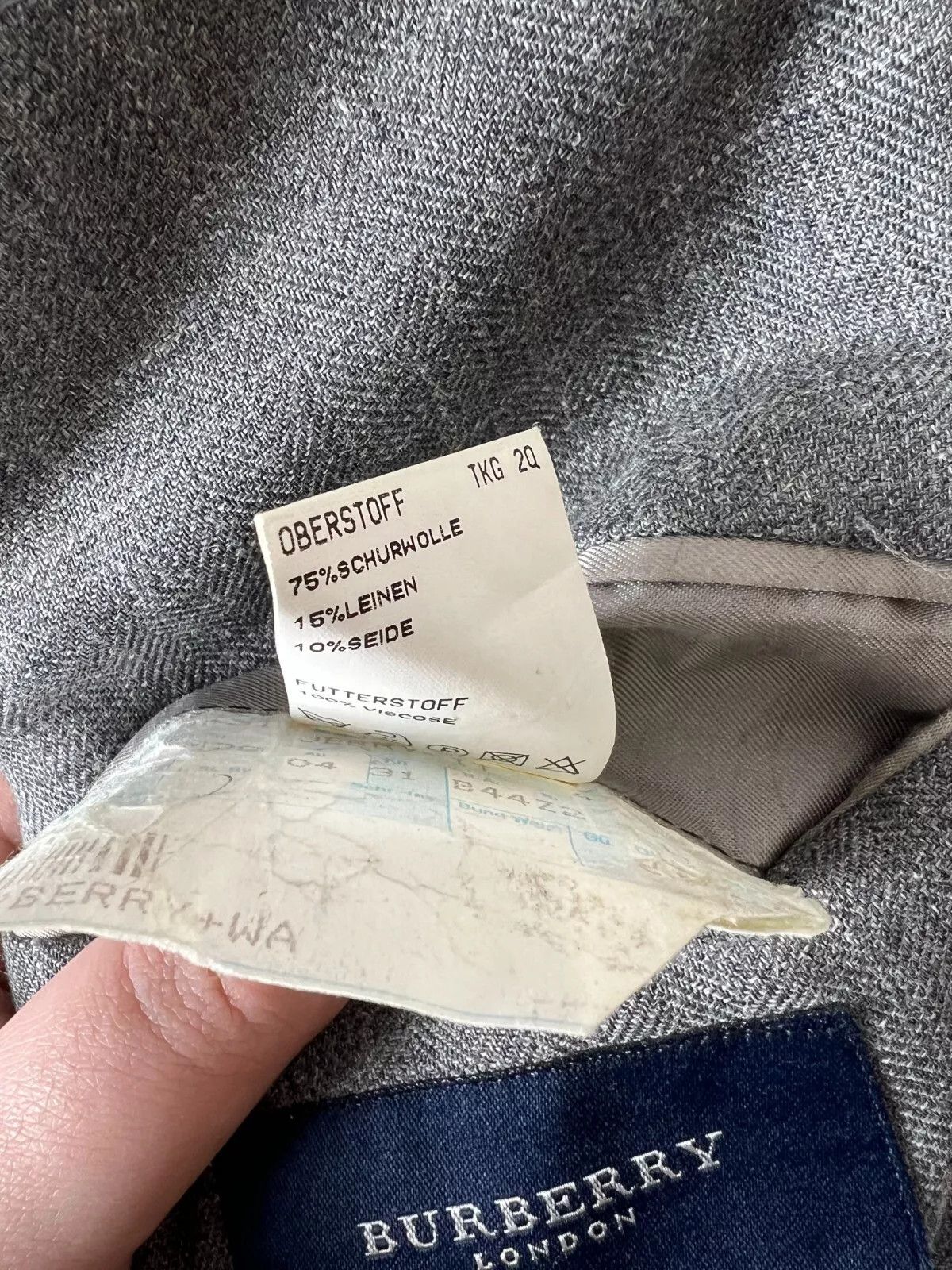 Burberry Burberry London Men's Grey Half Lined Wool Linen Silk Blazer Size 46R - 9 Thumbnail