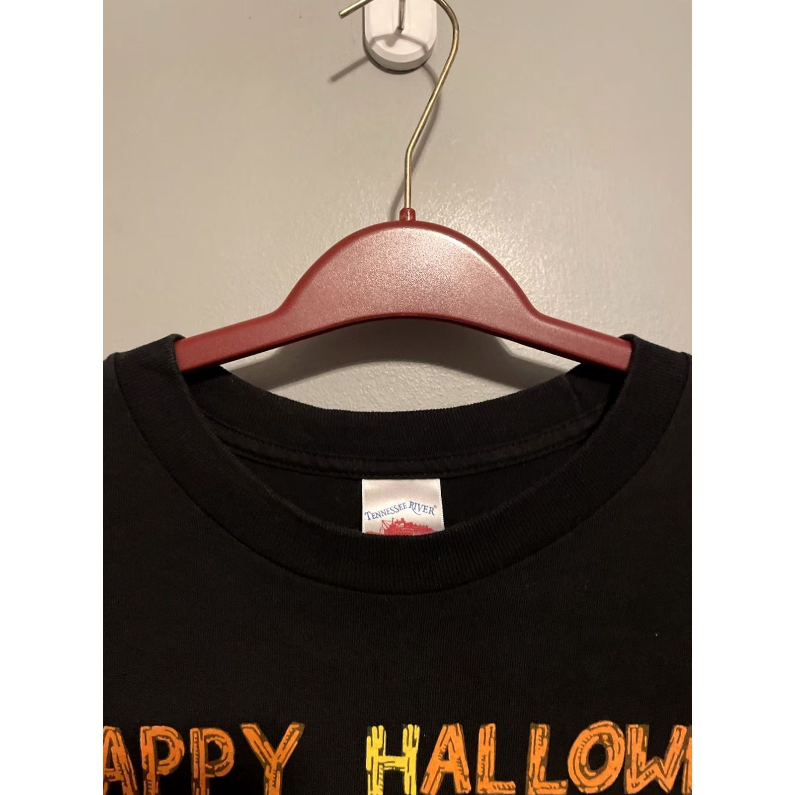 Vintage VINTAGE 1990s Halloween Pumpkin T-Shirt Men M Black Cotton Blend Graphic Tee | Tennessee River | Crew Neck | Jack O Lantern Theme Size US M / EU 48-50 / 2 - 3 Thumbnail