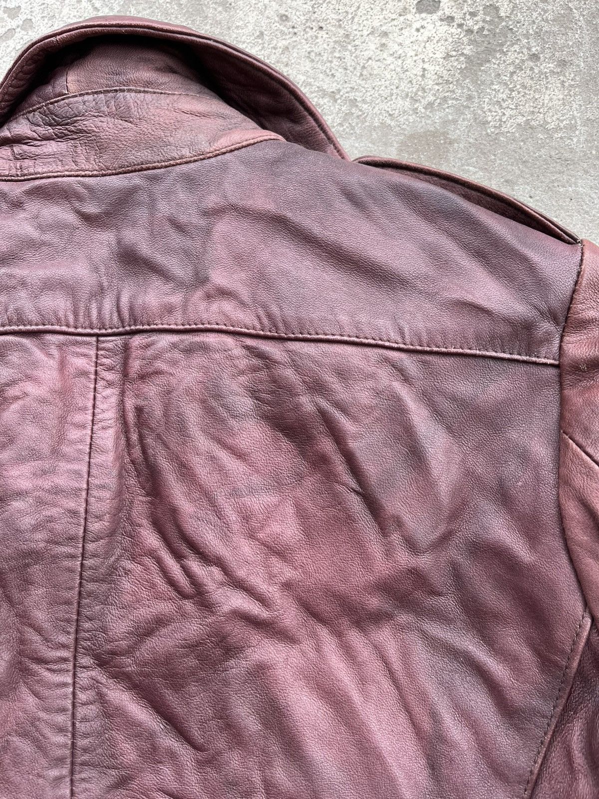 Allsaints × Japanese Brand Vintage AllSaints Avant Garde Sun Faded Red Leather Jacket Size S / US 4 / IT 40 - 19 Thumbnail