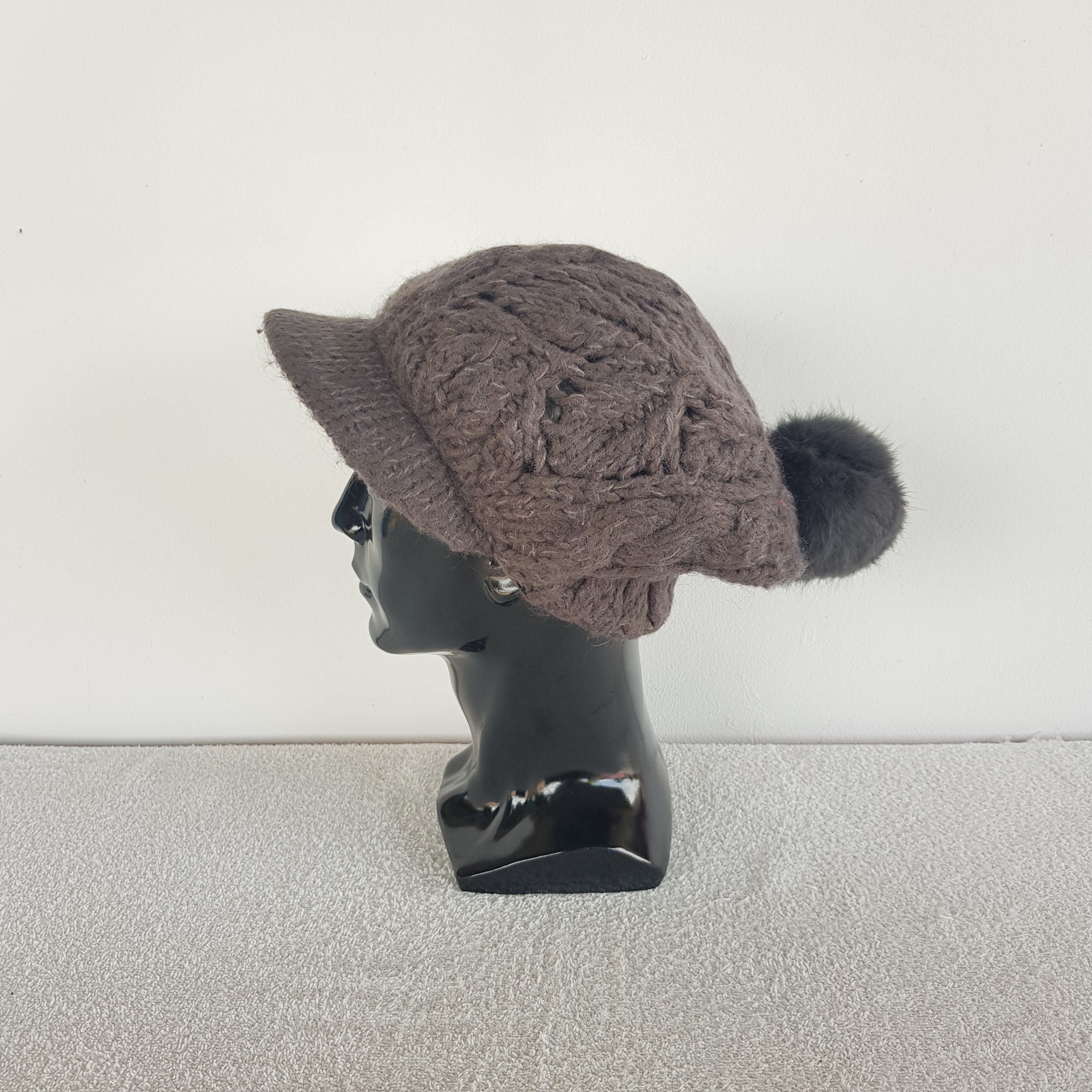 Homespun Knitwear Vintage Yaokichi Brim Knit Crochet Beanie Snow Caps Hats. Size ONE SIZE - 4 Thumbnail
