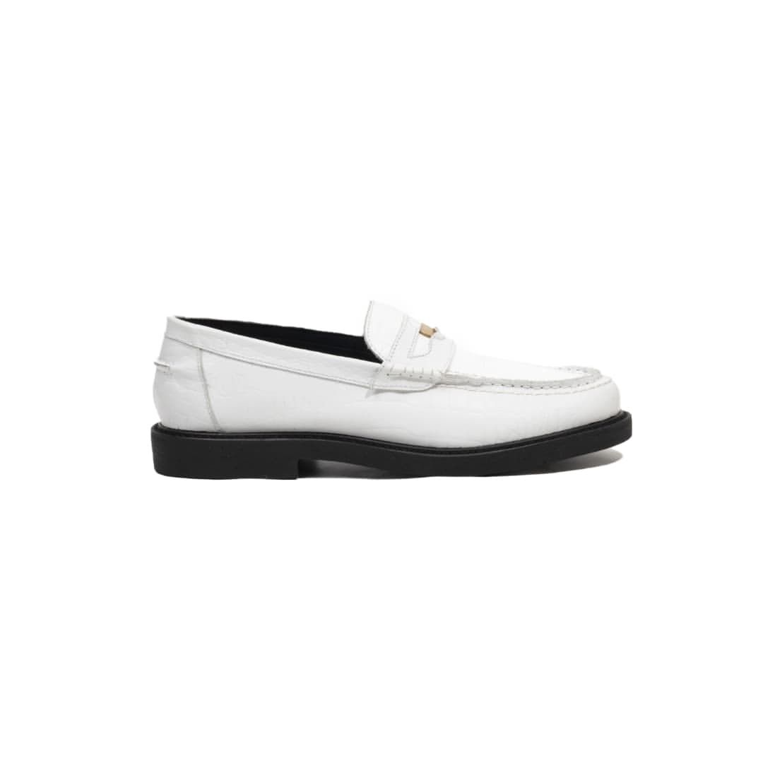 Simple Shoes Mens Combi Croco Loafer White Size US 10 / EU 43 - 2 Thumbnail