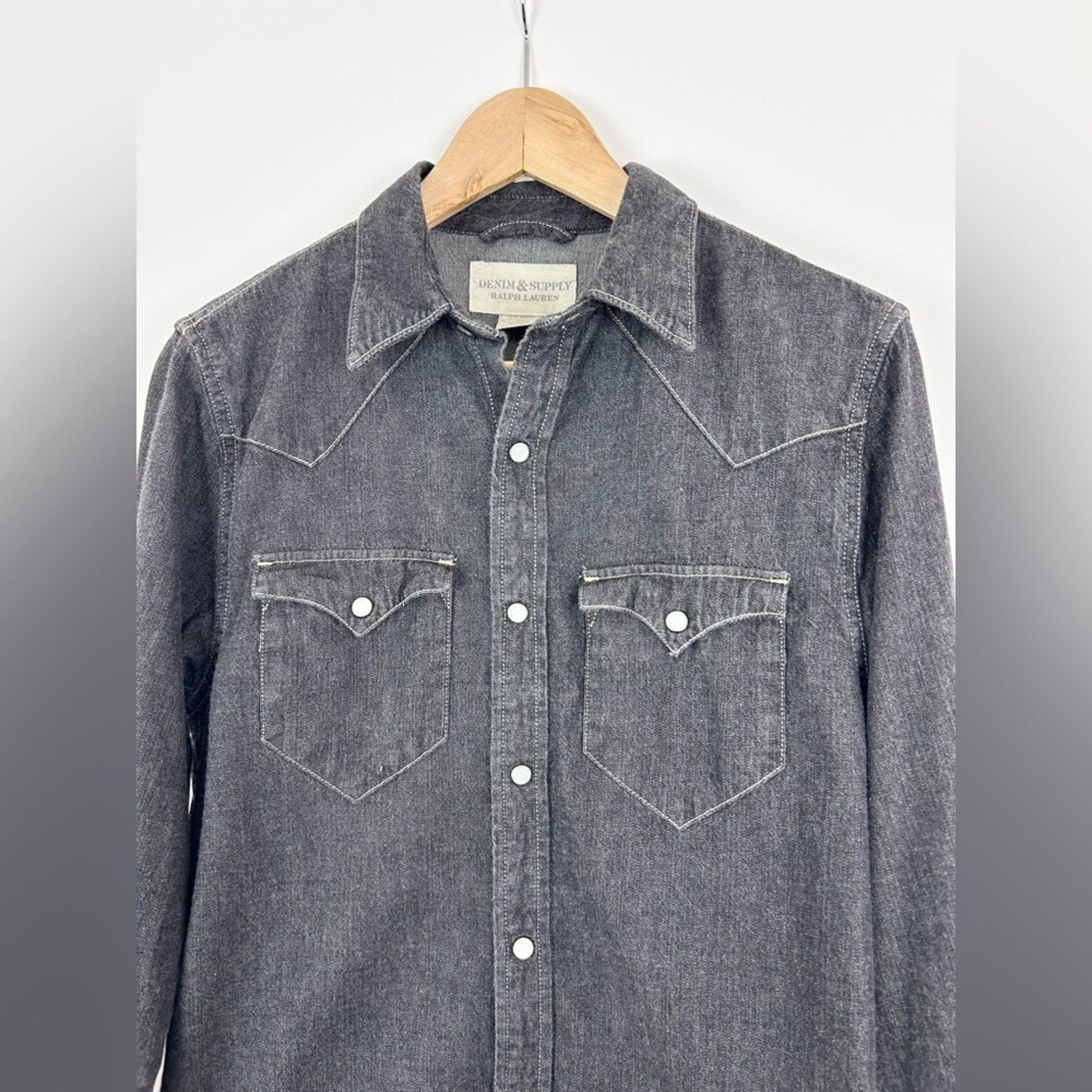 Denim & Supply Ralph Lauren Denim & Supply Western Pearl Snap Button Down Black Denim Size US S / EU 44-46 / 1 - 2 Thumbnail