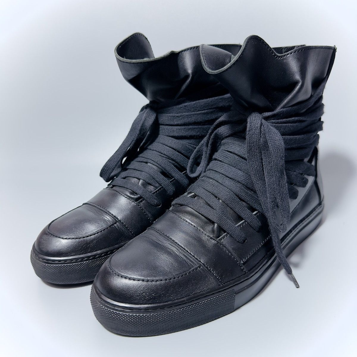 image of Kris Van Assche - S/s 2013 - Multi-Lace High Top Sneaker in Black, Men's (Size 9)
