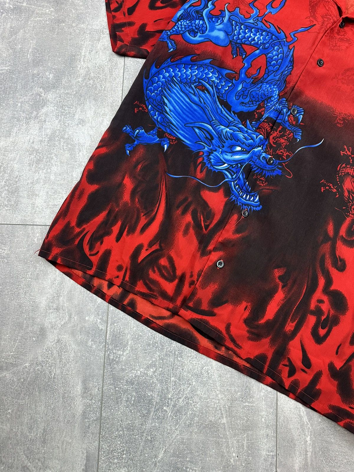 Japanese Brand Vintage 90S Crazy Japan Dragon Print Hawaiian Shirt Y2K Size US XL / EU 56 / 4 - 3 Thumbnail