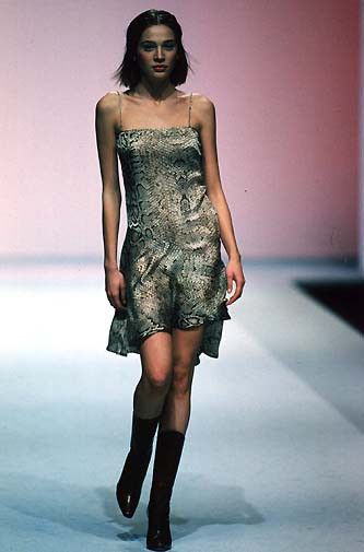 Roberto Cavalli ARCHIVE S/S 1998 RUNWAY SNAKE SKIN SILK DRESS Size S / US 4 / IT 40 - 1 Thumbnail