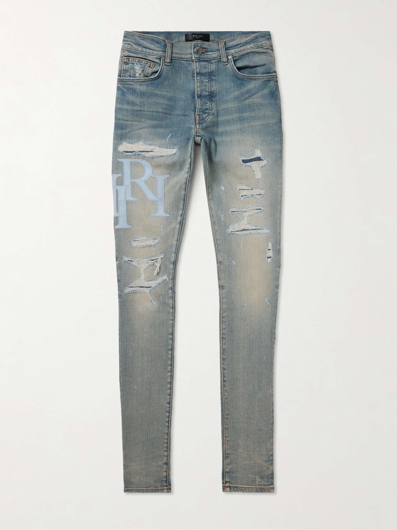 Amiri o1s1wg110725 Logo-Appliquéd Panelled Distressed Jeans Blue Size US 32 / EU 48 - 1 Thumbnail