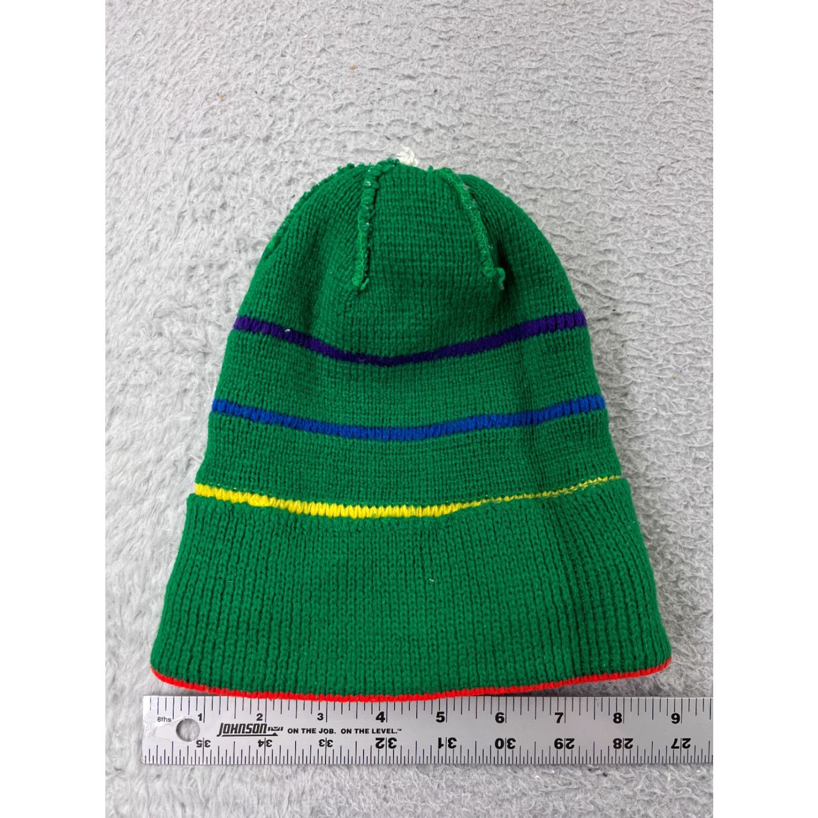 Rainbow Beanie Beanie Adult One Size Green Rainbow Stripe Snowboard Ski Winter Knit Pom Hat/Cap Mens Styled Beanie Size ONE SIZE - 4 Thumbnail