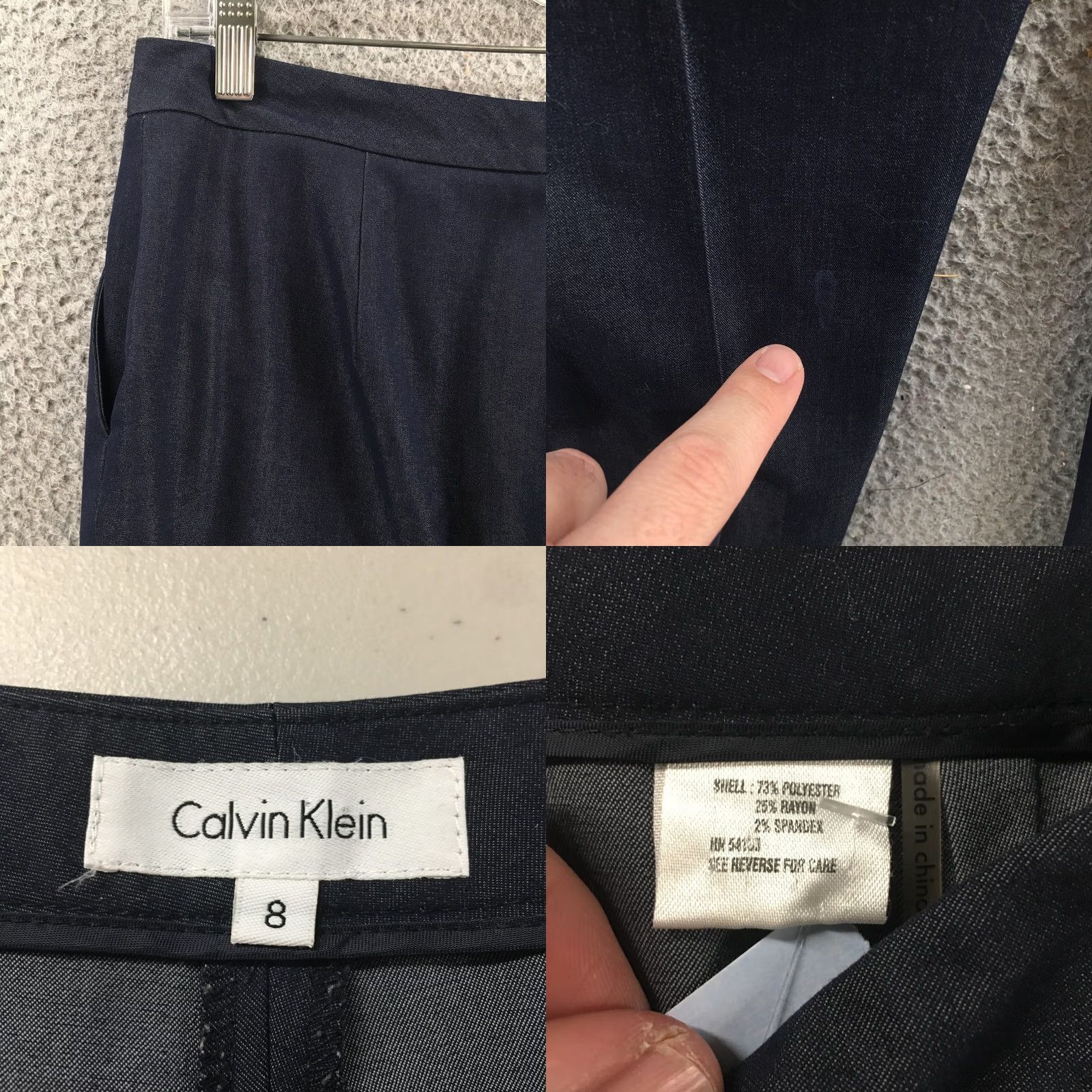 Calvin Klein Calvin Klein Dress Pants Womens 8 Blue High Rise Casual Dress Pants Women Stretch Pockets Flat Front Skinny 32x30.5 Casual Size 30" / US 8 / IT 44 - 9 Thumbnail