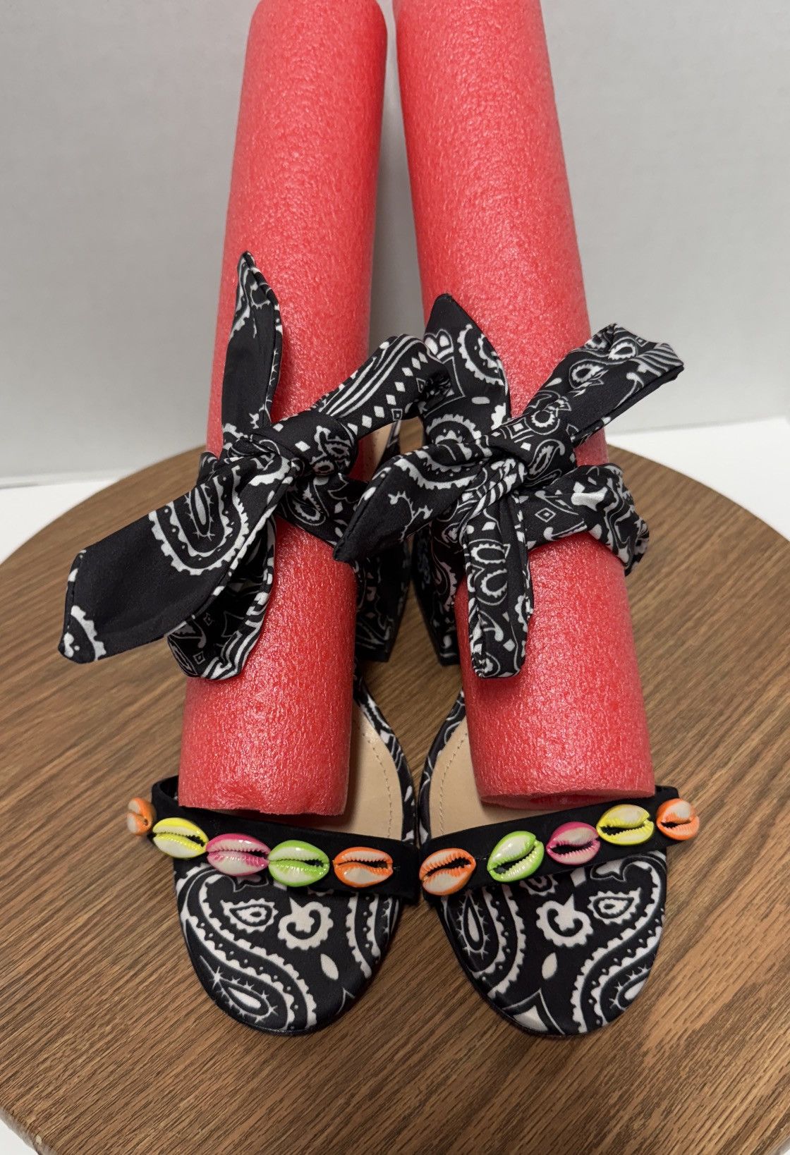 SCHUTZ Schutz Malia Embellished Shell Bandana Slide Tie Sandals Size US 9 / IT 39 - 3 Thumbnail