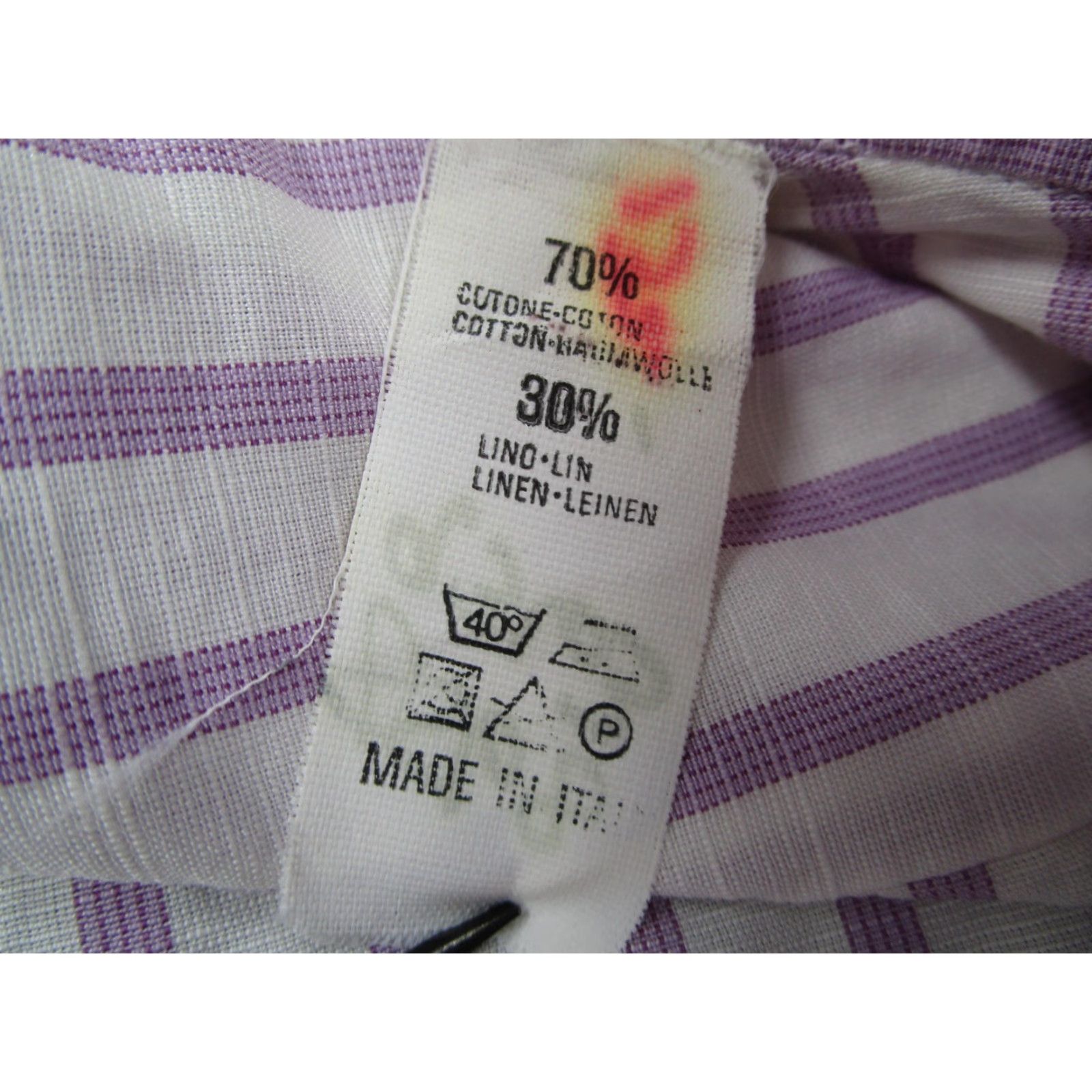 Vintage VINTAGE Lorenzini Dress Shirt Mens 42 White Purple Stripe Made in Italy Classic Fit Long Sleeve Neiman Marcus Size 42R - 5 Thumbnail