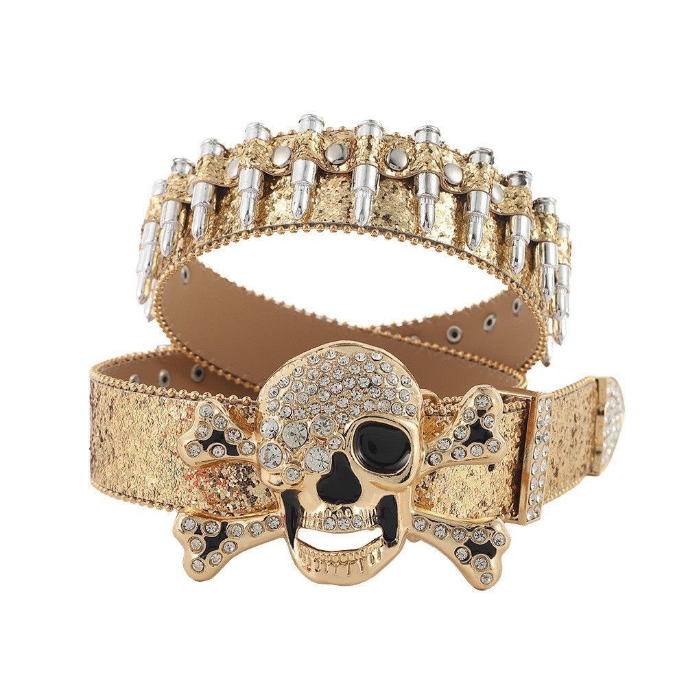 Designer Skull Future Vintage Belt Riveted Belts Menswear Accessories Size ONE SIZE - 1 Thumbnail