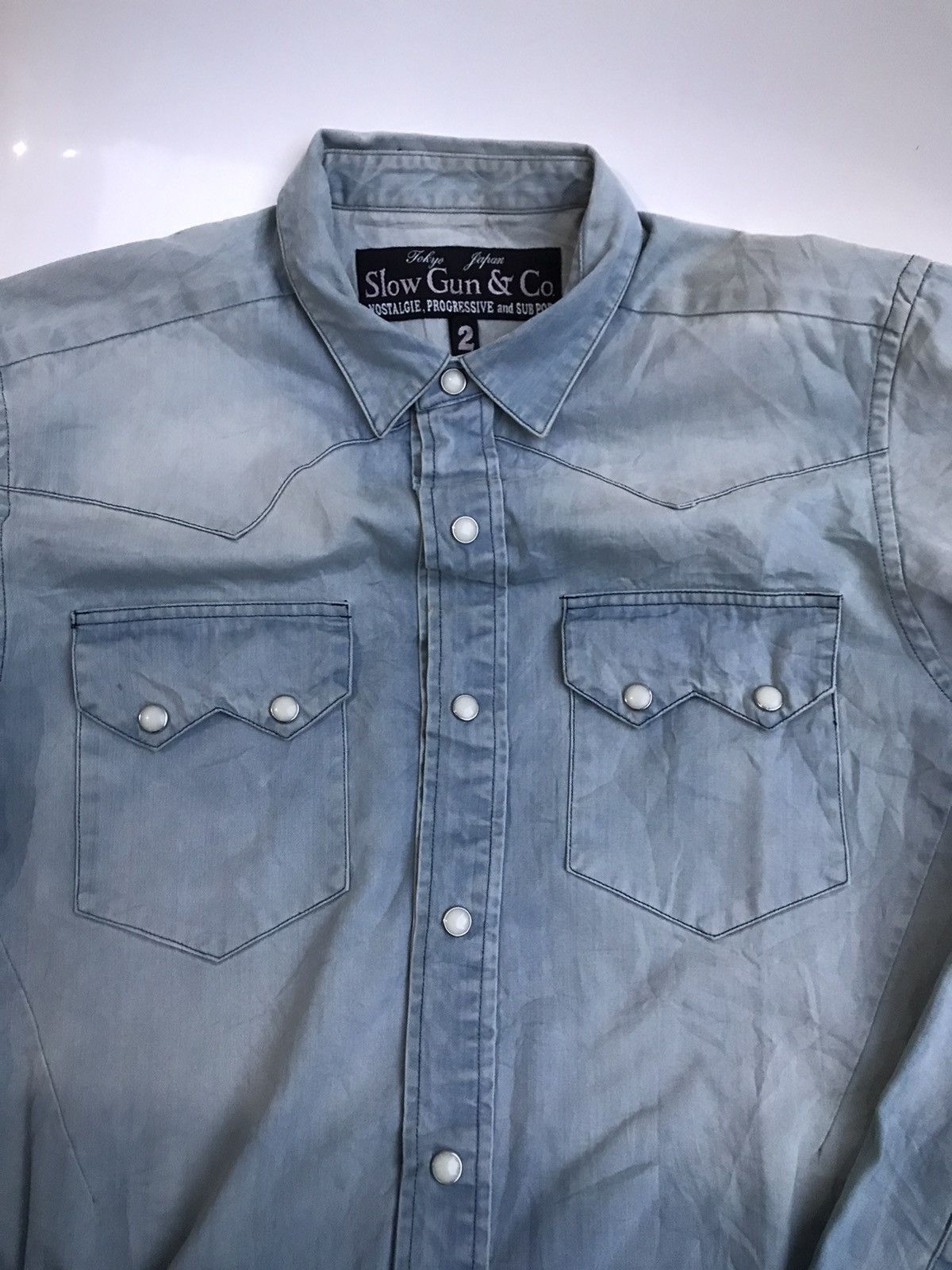 Cowboy Equipment × If Six Was Nine × Japanese Brand Vintage Slowgun Japan Ranchwear Cowboy Shirt Size M denim Size US S / EU 44-46 / 1 - 16 Thumbnail