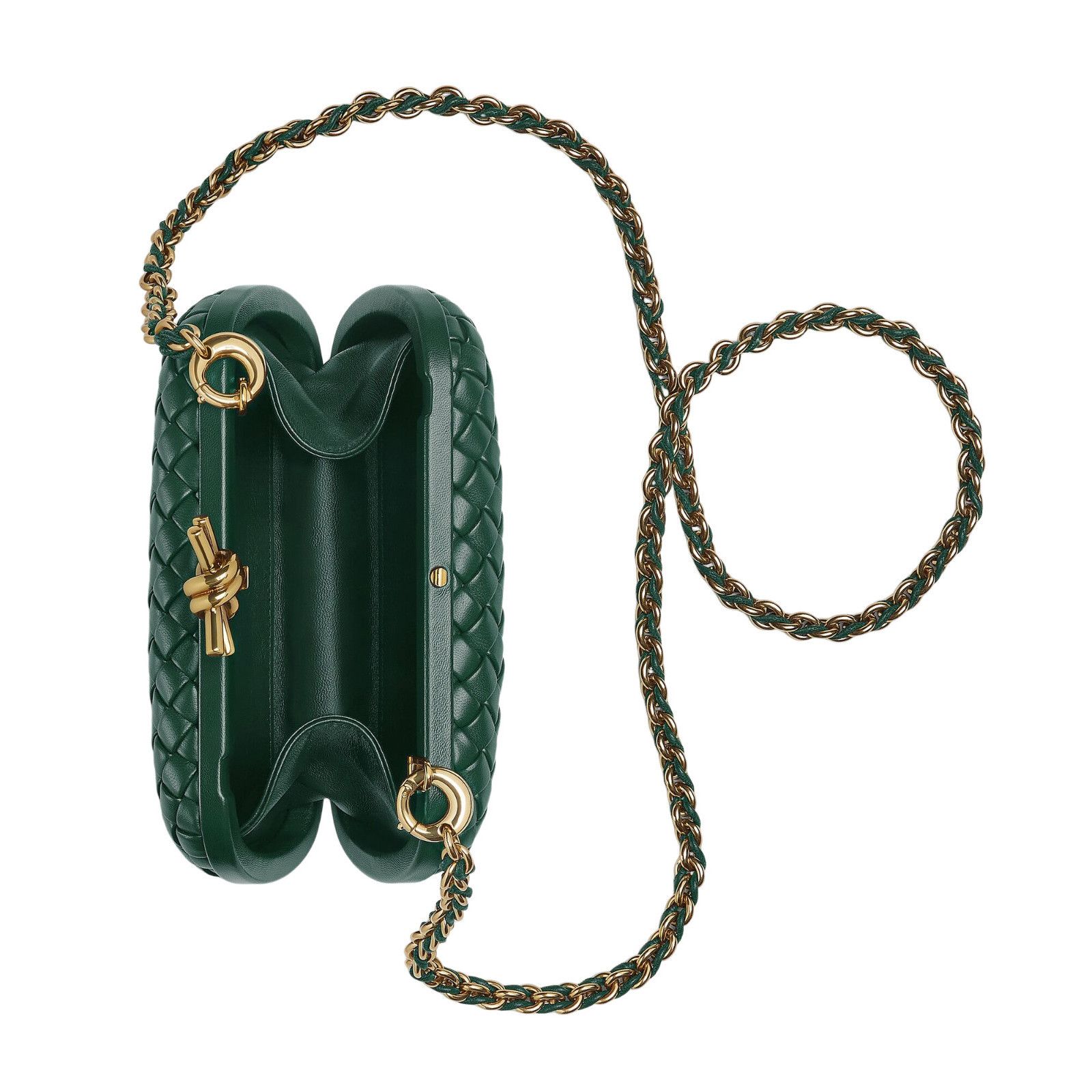 BOTTEGA VENETA Knot Chain $4700 Emerald Green Leather Minaud