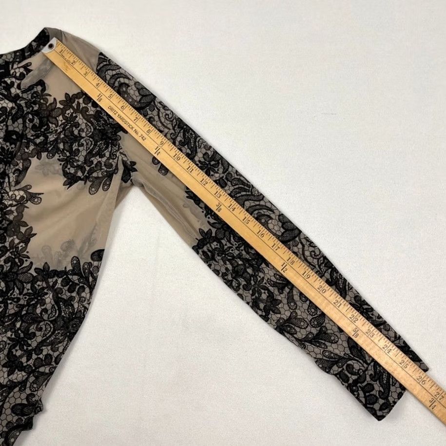 Vintage INC International Concepts Blouse Womens M Sheer Black Tan Lace Layers Neck Size M / US 6-8 / IT 42-44 - 6 Thumbnail