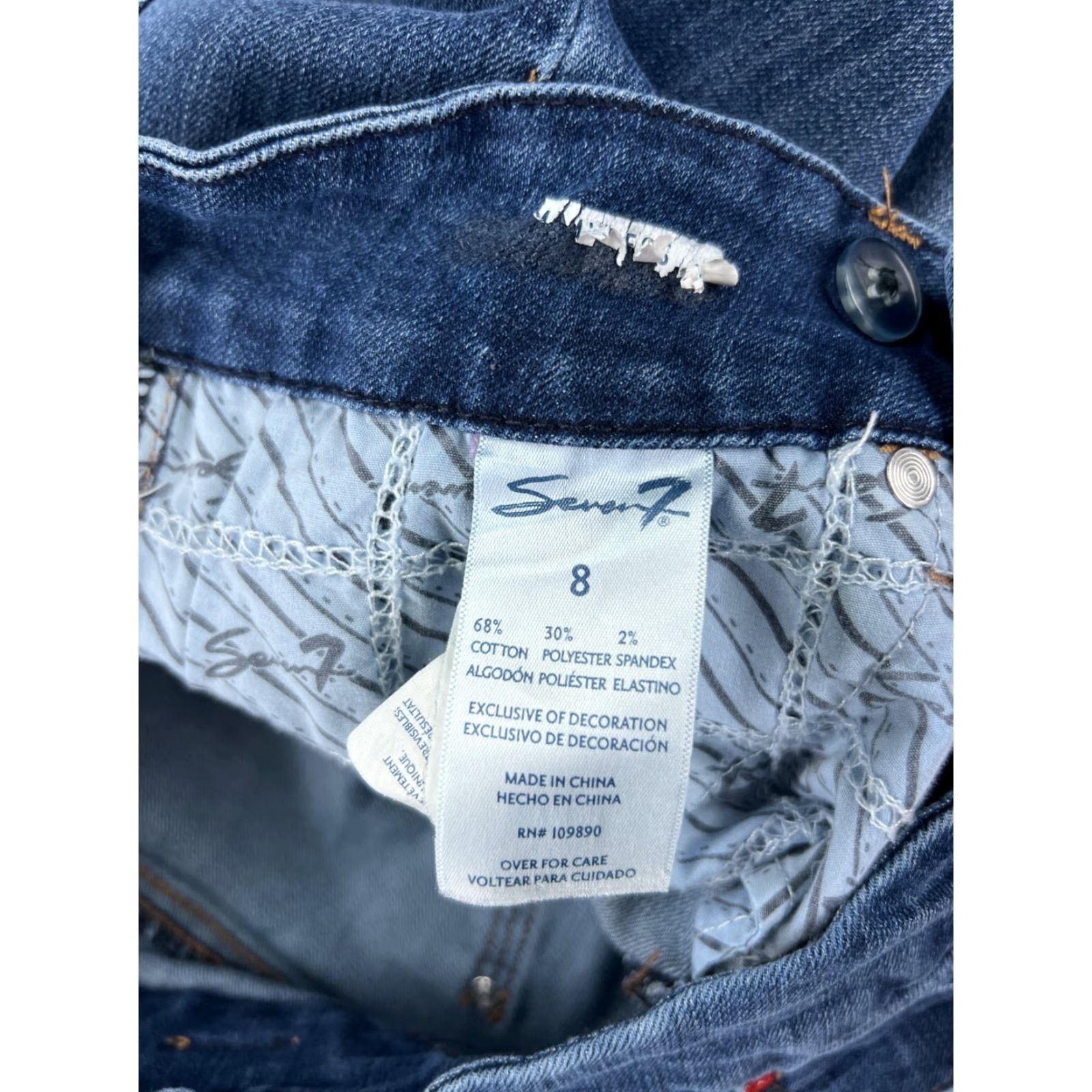 Vintage Seven7 Jeans Women 8 Blue Denim Skinny Mid Rise Stretch - 5-Pocket Comfort Embroidered Logo Size 30" / US 8 / IT 44 - 4 Thumbnail