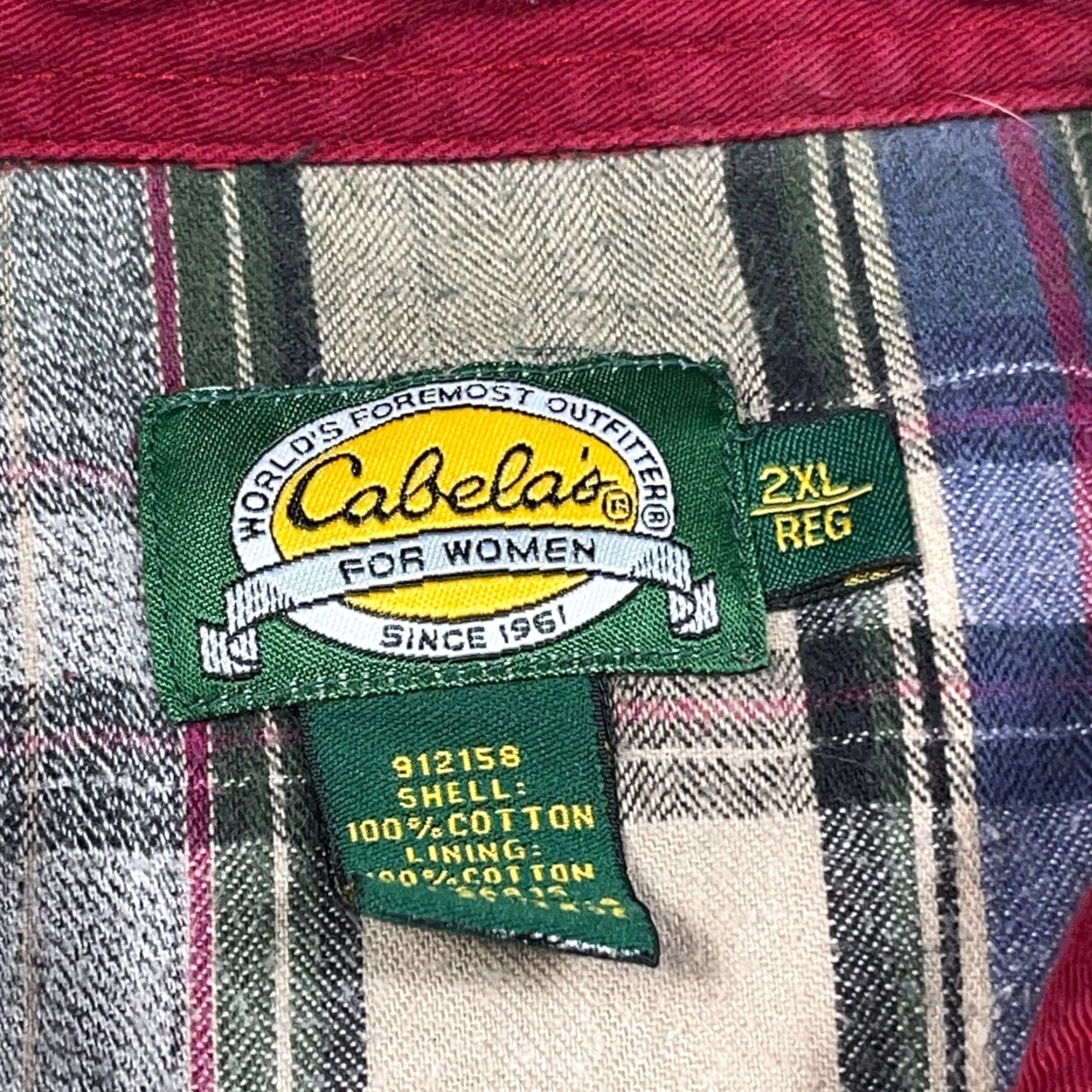 Vintage VINTAGE Cabela's Shacket Women 2XL Red Twill Lined Shirt Jacket Camp Plaid Short Sleeve Winter Fall Spring Mens? Size XXL / US 16-18 / IT 52-54 - 5 Thumbnail