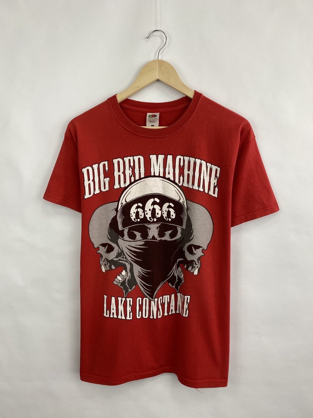 Harley Davidson Vintage 90s The Big Red Machine 666 Lake Constance t-shirt Size US L / EU 52-54 / 3 - 3 Thumbnail