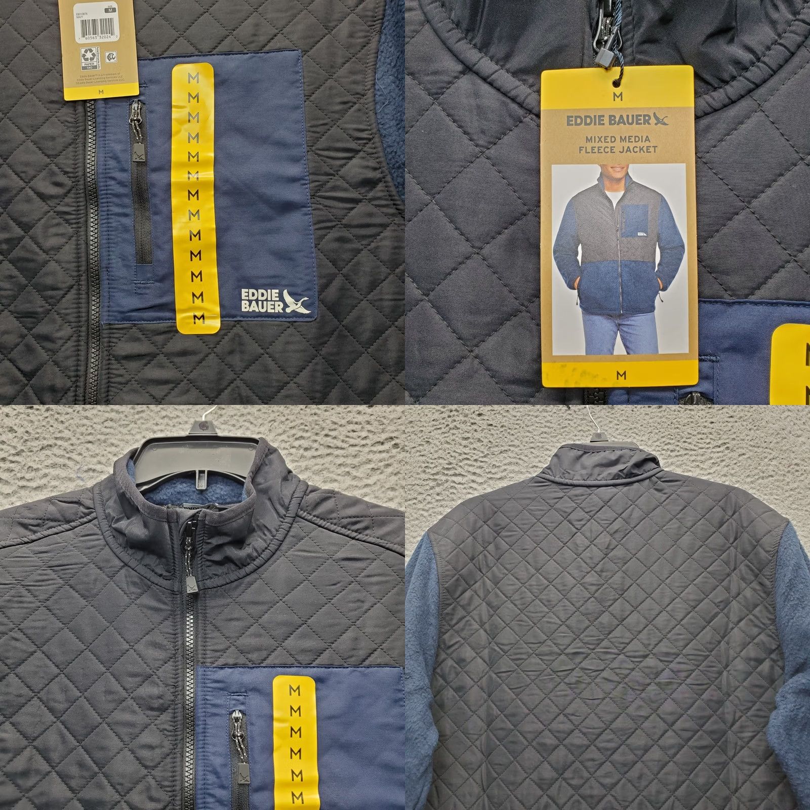 Eddie Bauer Eddie Bauer Mixed Media Fleece Jacket Mens M Multicolor Quilted Full Zip Shirt Jacket Mens Multicolor 90s Design Not Applicable Size US M / EU 48-50 / 2 - 8 Thumbnail
