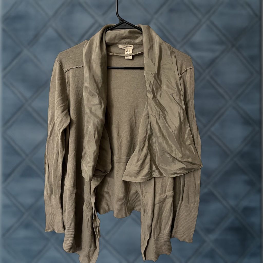 DKNY DKNY Cardigan Womens L Brown Open Cropped Long Sleeves Knit Heather Metallic Thread Casual Fashion Size L / US 10 / IT 46 - 1 Thumbnail