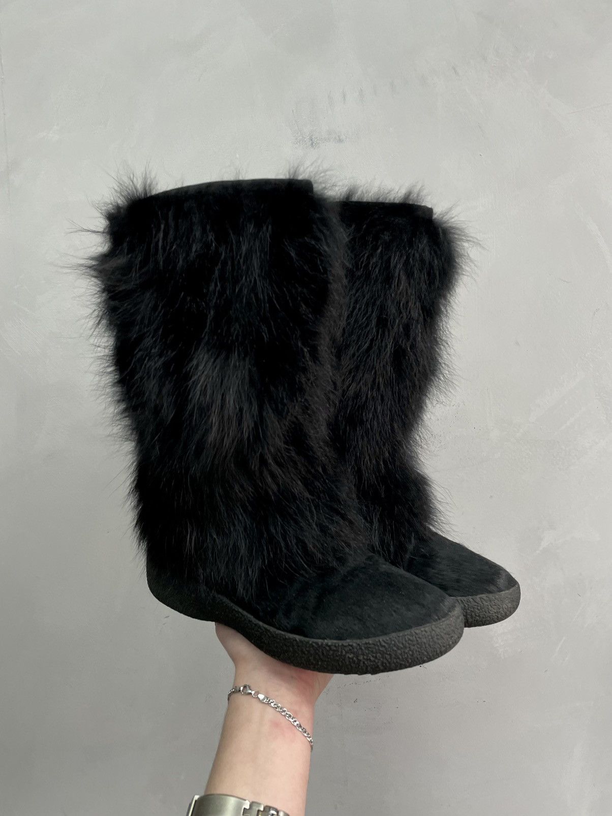Japanese Brand Rare Real fur opium fuzzy gothic opium shoes rick owens vibe Size US 5 / EU 37 - 1 Thumbnail