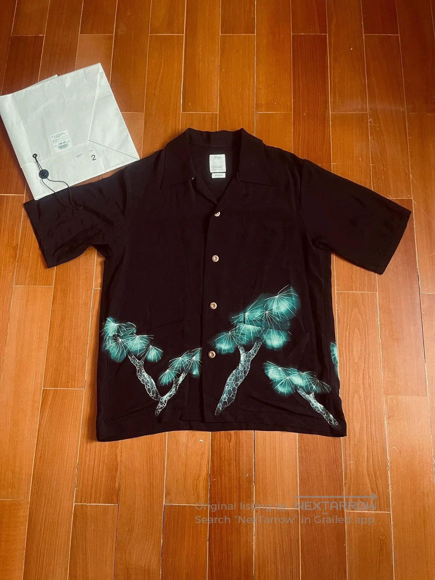 Visvim Black Short Sleeve Button-Up with Tree Print. Size US M / EU 48-50 / 2 - 1 Thumbnail