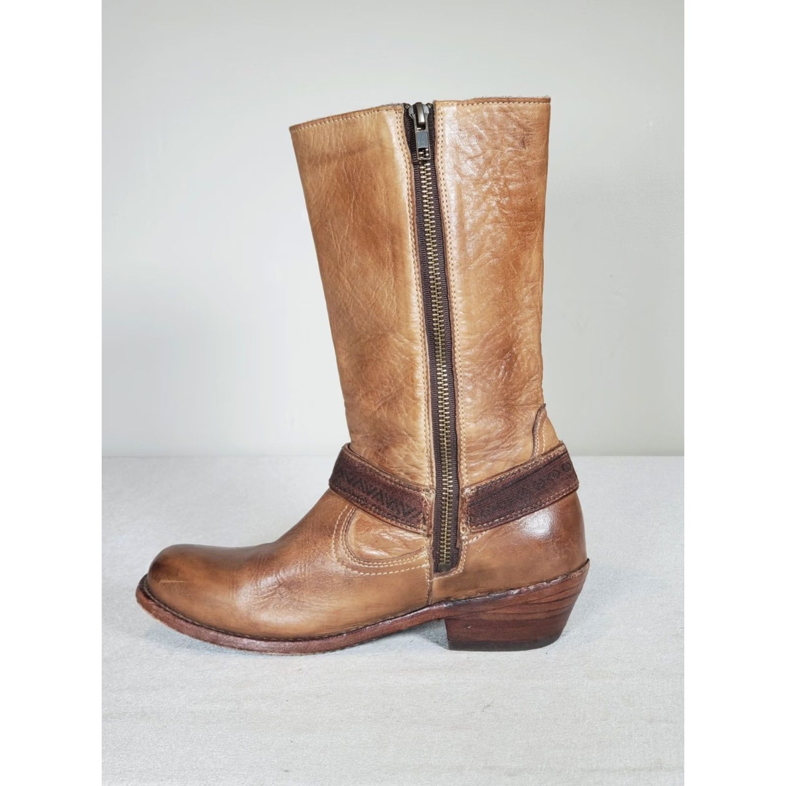 Bed Stu Bed Stu Cobbler Series Harness Moto Boots Antiqued Cognac Leather Women's US 8.5 Size US 9 / IT 39 - 3 Thumbnail