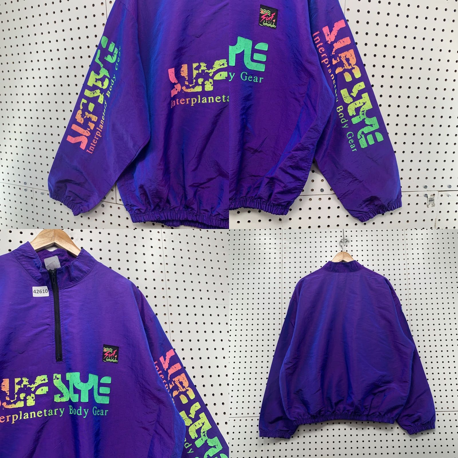 Vintage VINTAGE Surf Style Jacket Men One Size Purple 90s Interplanetary Body Gear Neon USA Size US M / EU 48-50 / 2 - 8 Thumbnail