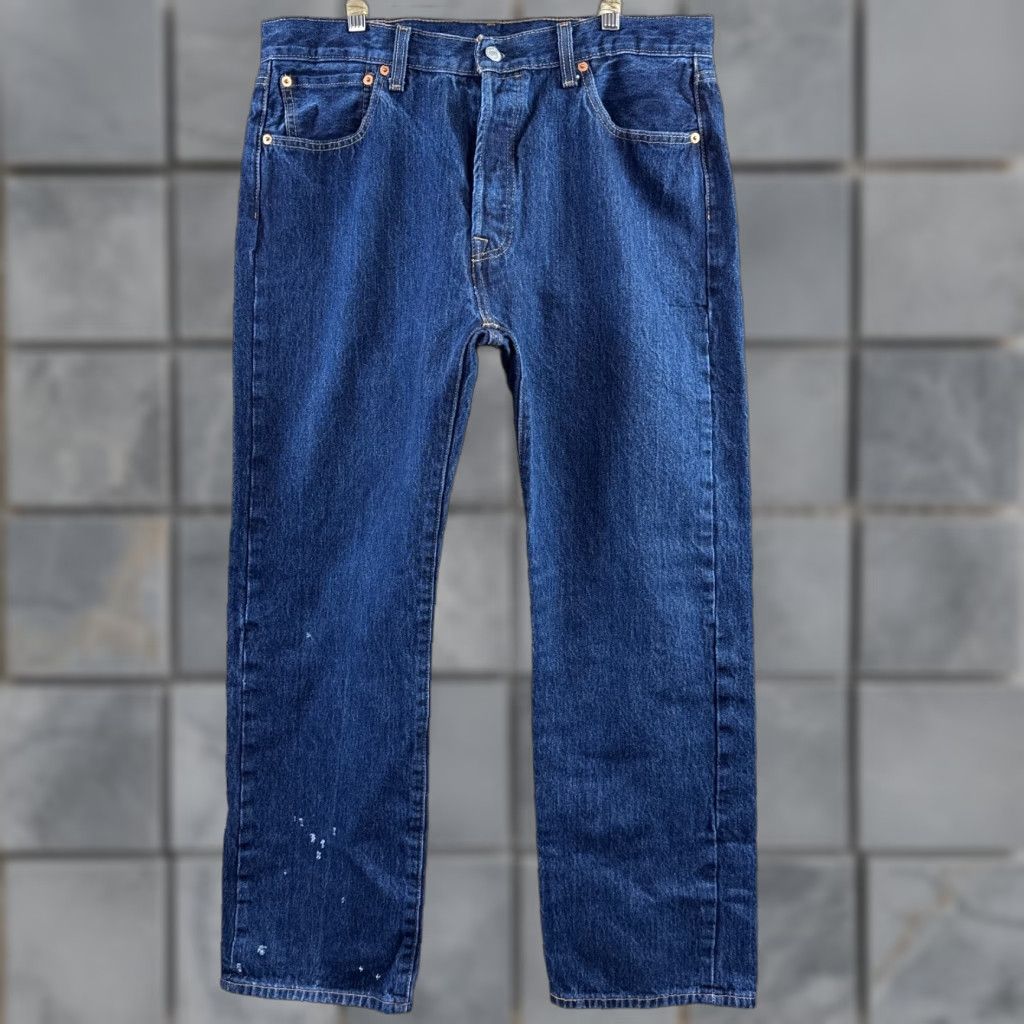 Levi's Levi's 501 Jeans Mens 36x30 Blue Button Fly Pant Distressed Dark Workwear Denim Straight Jeans Men 501 Series 36 30 Blue Pants Mens Size US 36 / EU 52 - 1 Thumbnail