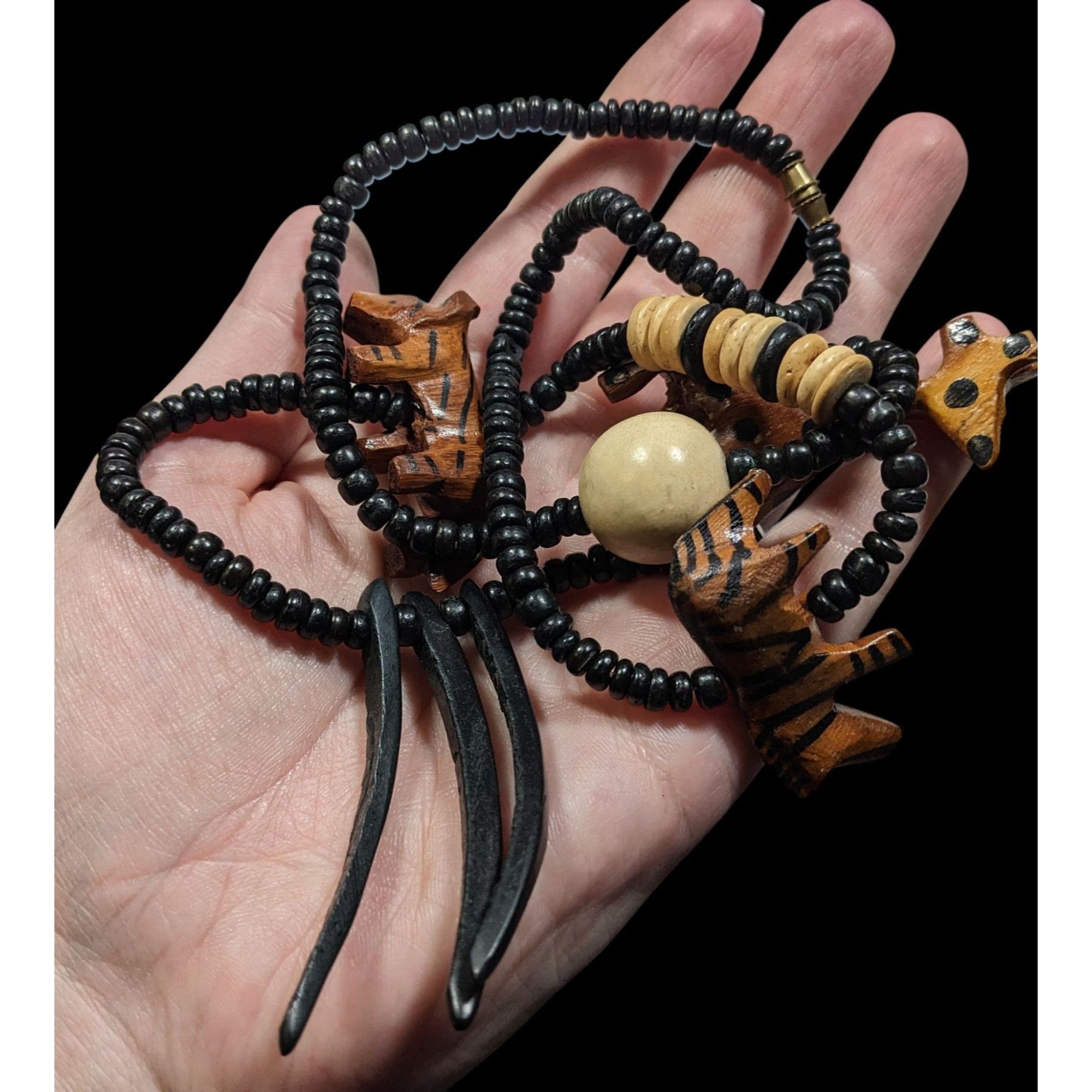 Other Vintage Handmade Wooden Carved African Fetish Beaded Necklac Size ONE SIZE - 3 Thumbnail