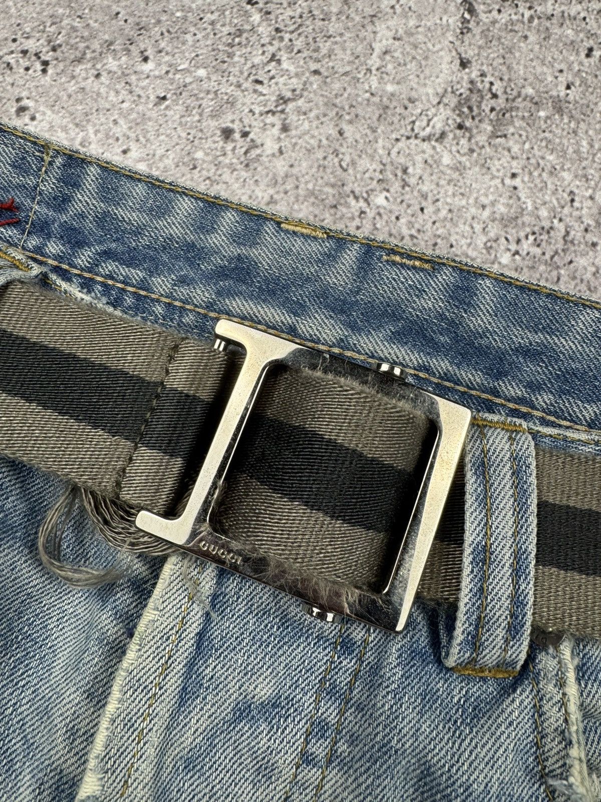 Gucci Original Gucci Web Striped Gray luxury belt Size ONE SIZE - 3 Thumbnail