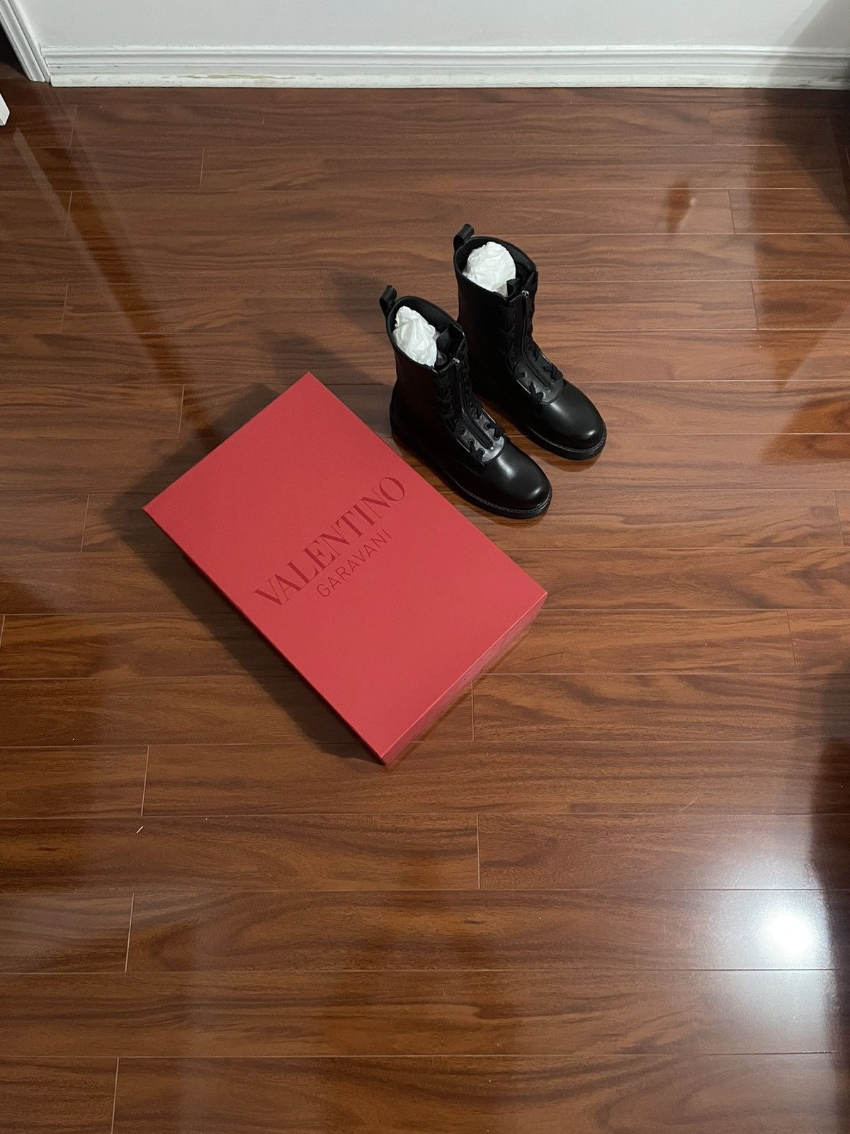 Valentino Black Leather Combat boots Size US 11 / EU 44 - 4 Thumbnail