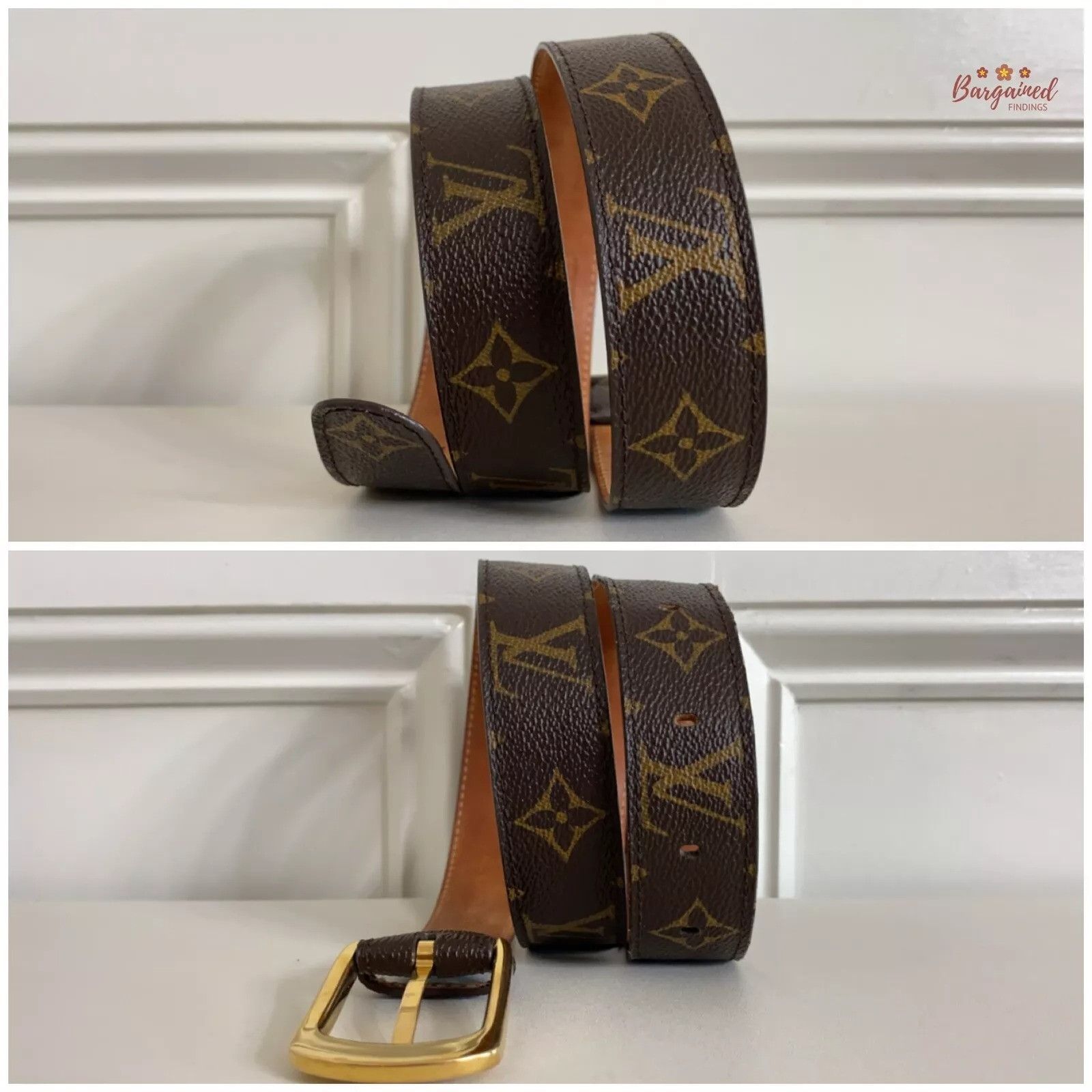 Louis Vuitton Louis Vuitton Monogram Canvas Leather Ellipse Gold Belt Size 30 - 5 Thumbnail